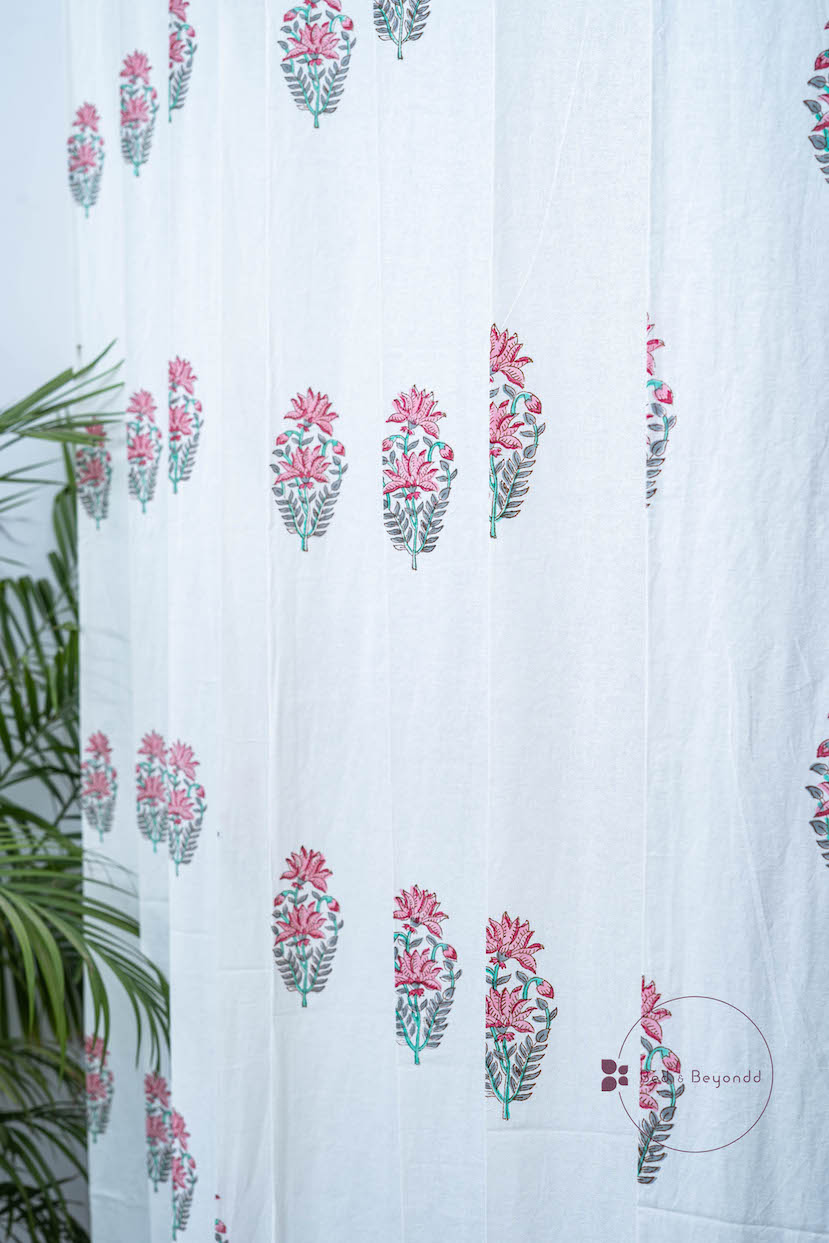 PANSY HANDBLOCK PRINTED CURTAIN