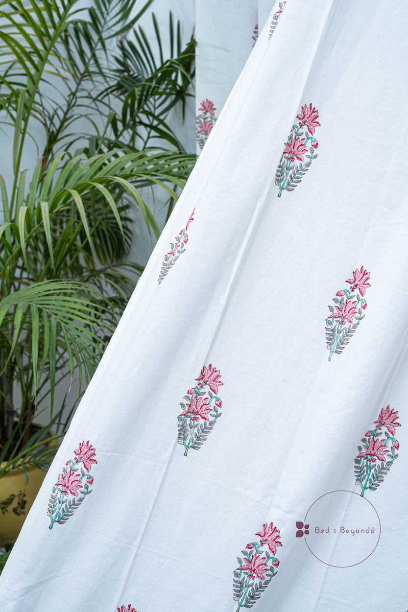PANSY HANDBLOCK PRINTED CURTAIN