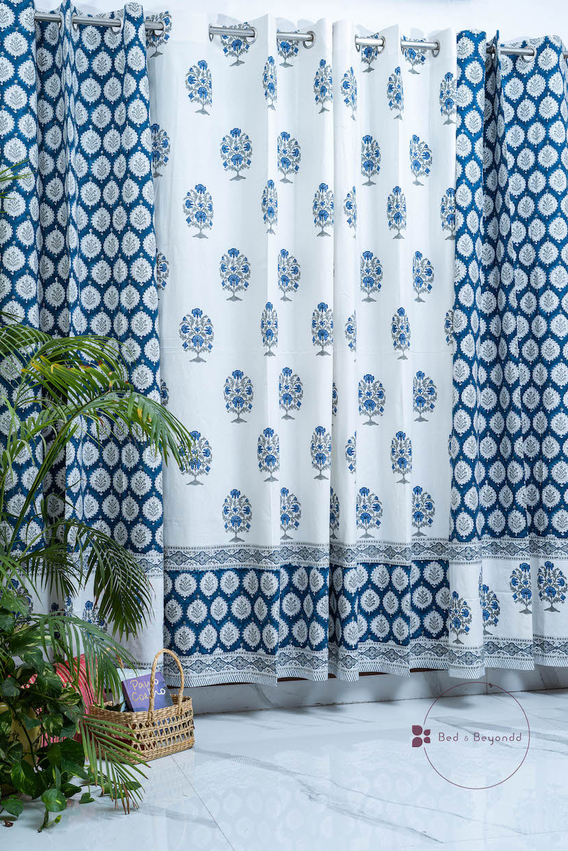 DARK BLUE HANDBLOCK PRINTED CURTAIN