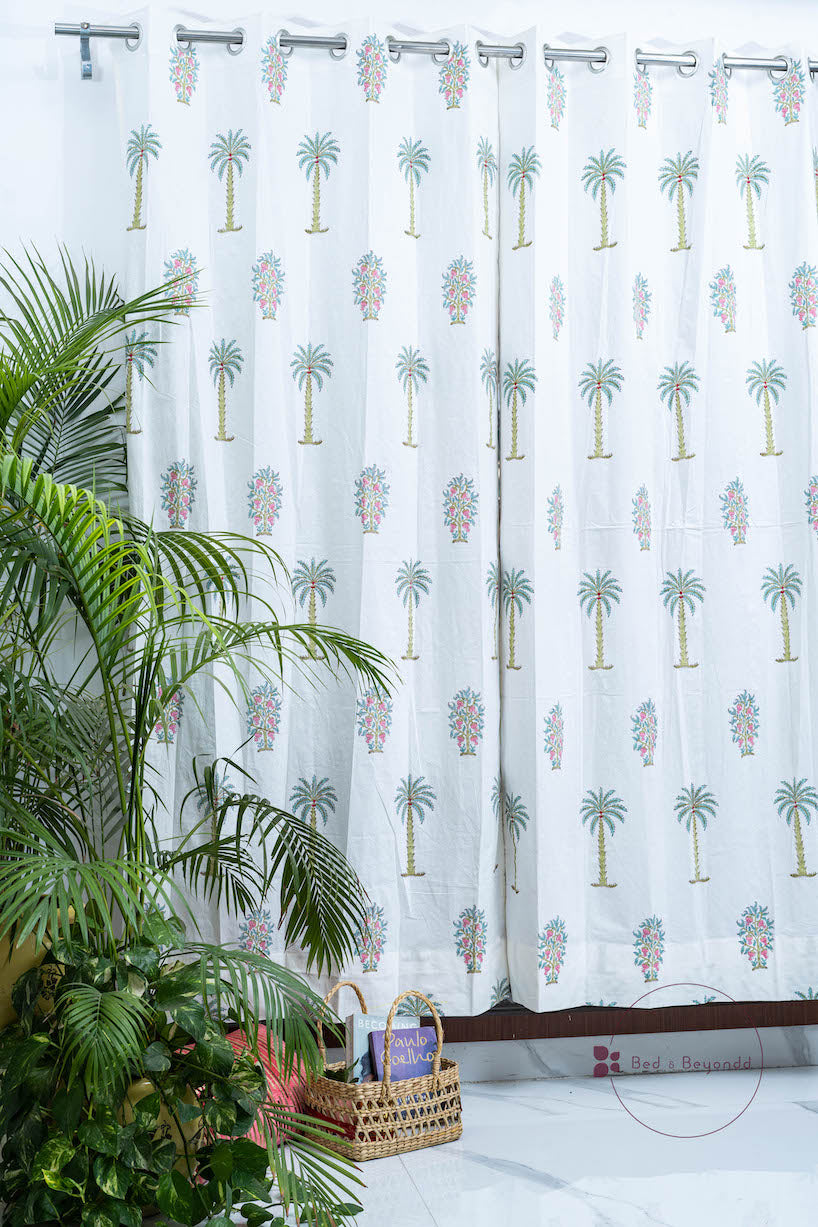 TROPICAL POMEGRANATE HANDBLOCK PRINTED CURTAIN