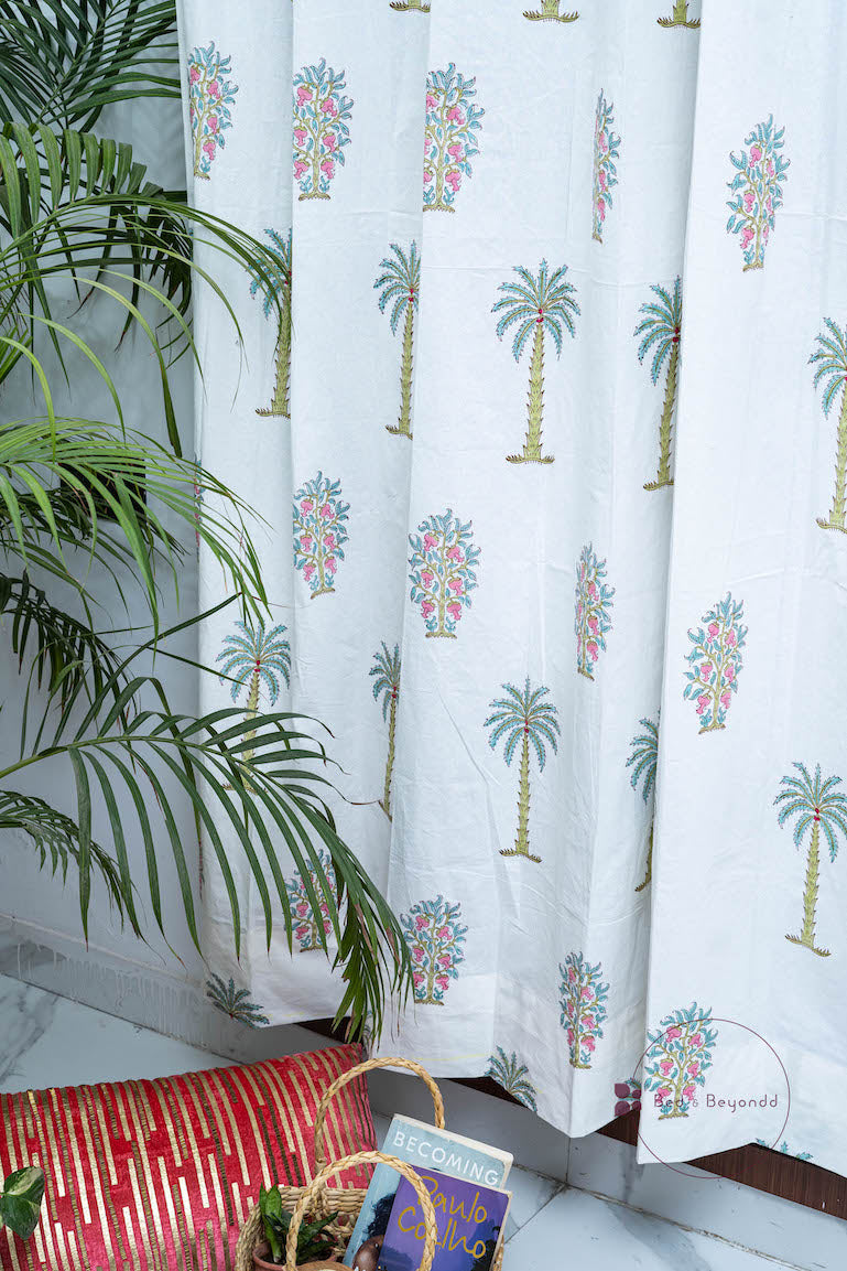 TROPICAL POMEGRANATE HANDBLOCK PRINTED CURTAIN