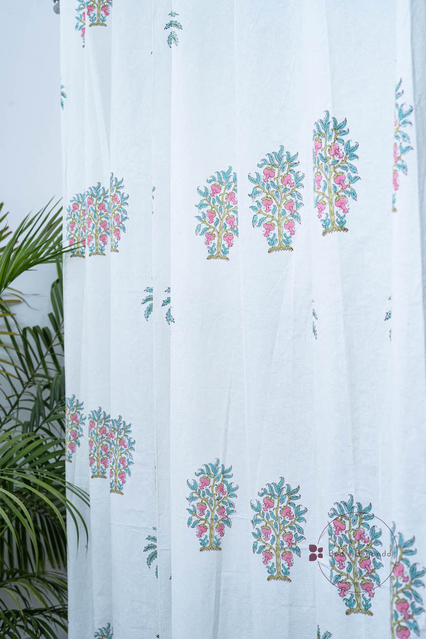 TROPICAL POMEGRANATE HANDBLOCK PRINTED CURTAIN