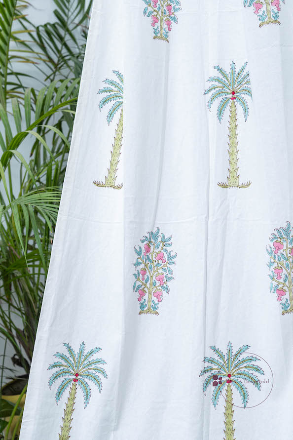 TROPICAL POMEGRANATE HANDBLOCK PRINTED CURTAIN