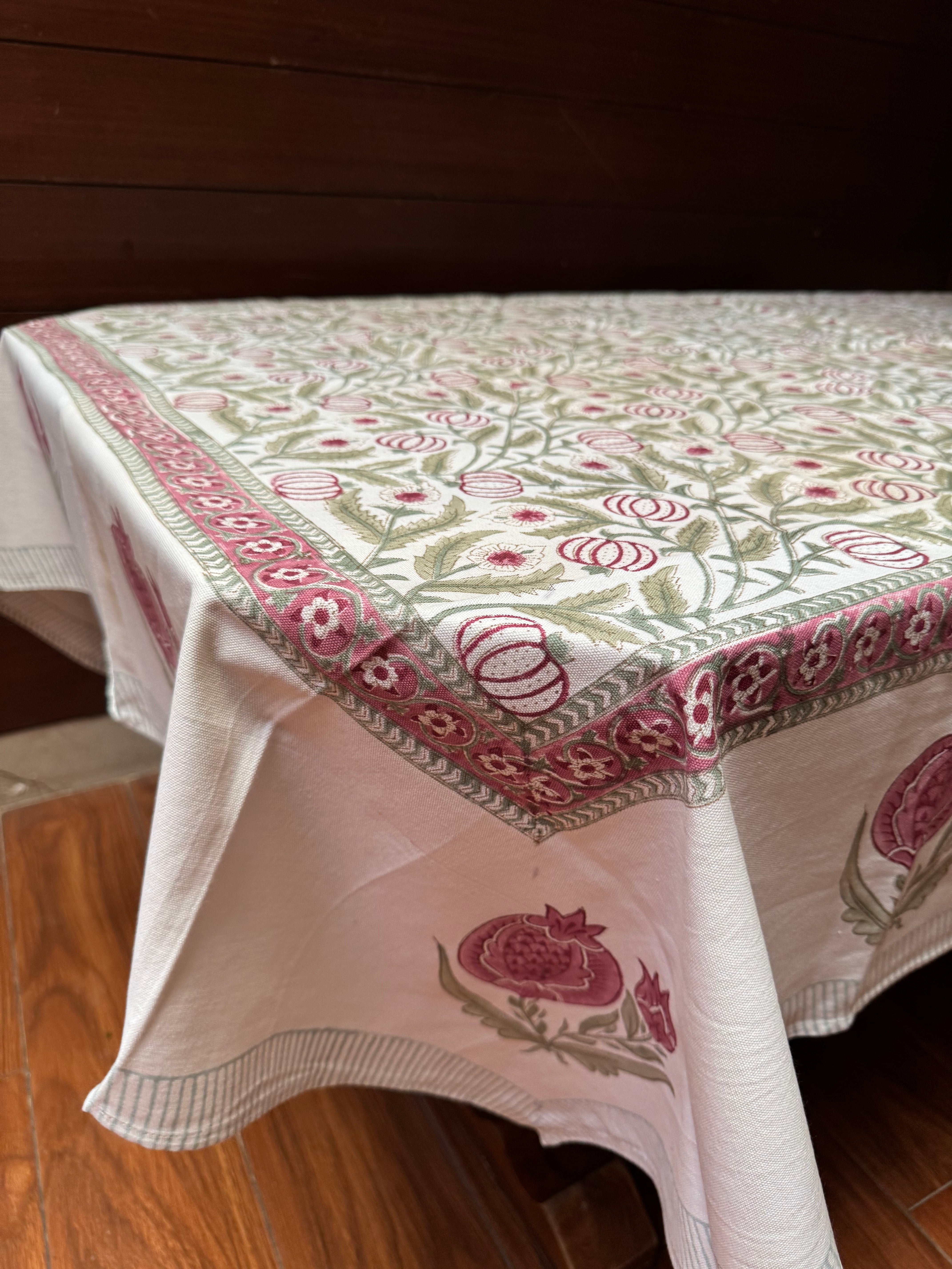SIX SEATER HANDBLOCK PRINTED TABLECLOTH