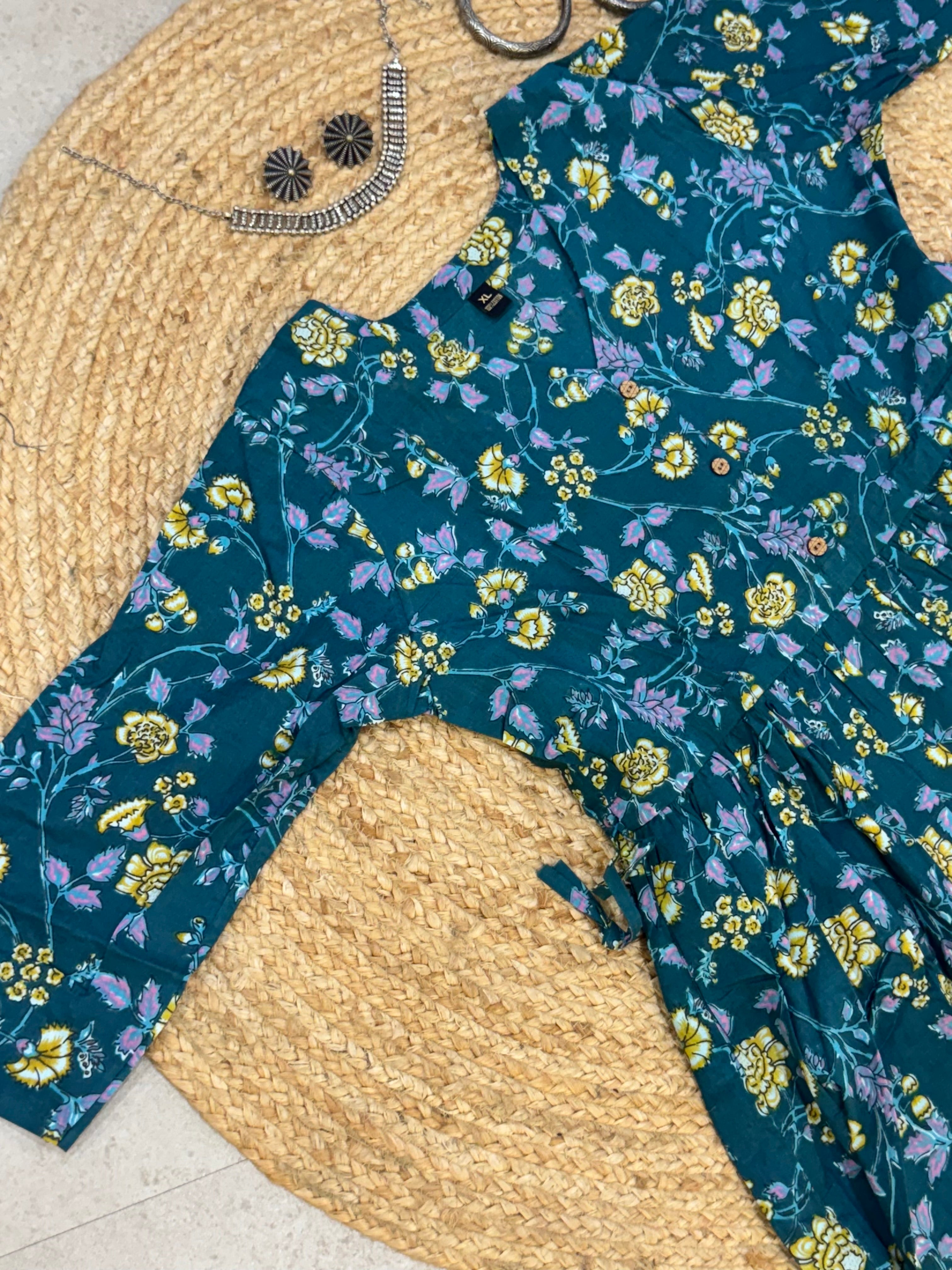 Flare drawstring maxi dress