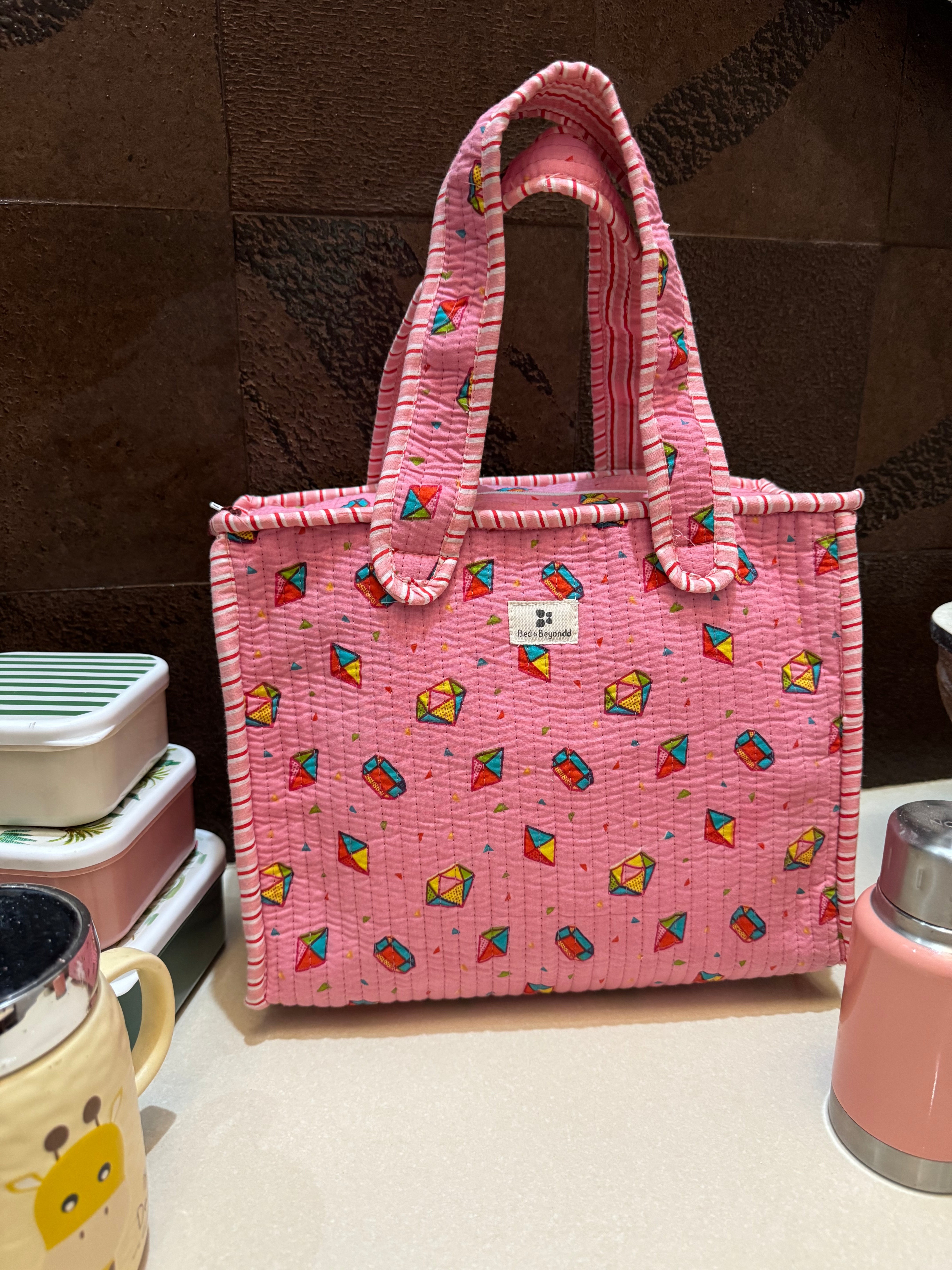 KIDS PRINT MINI TOTE BAG WITH ZIP