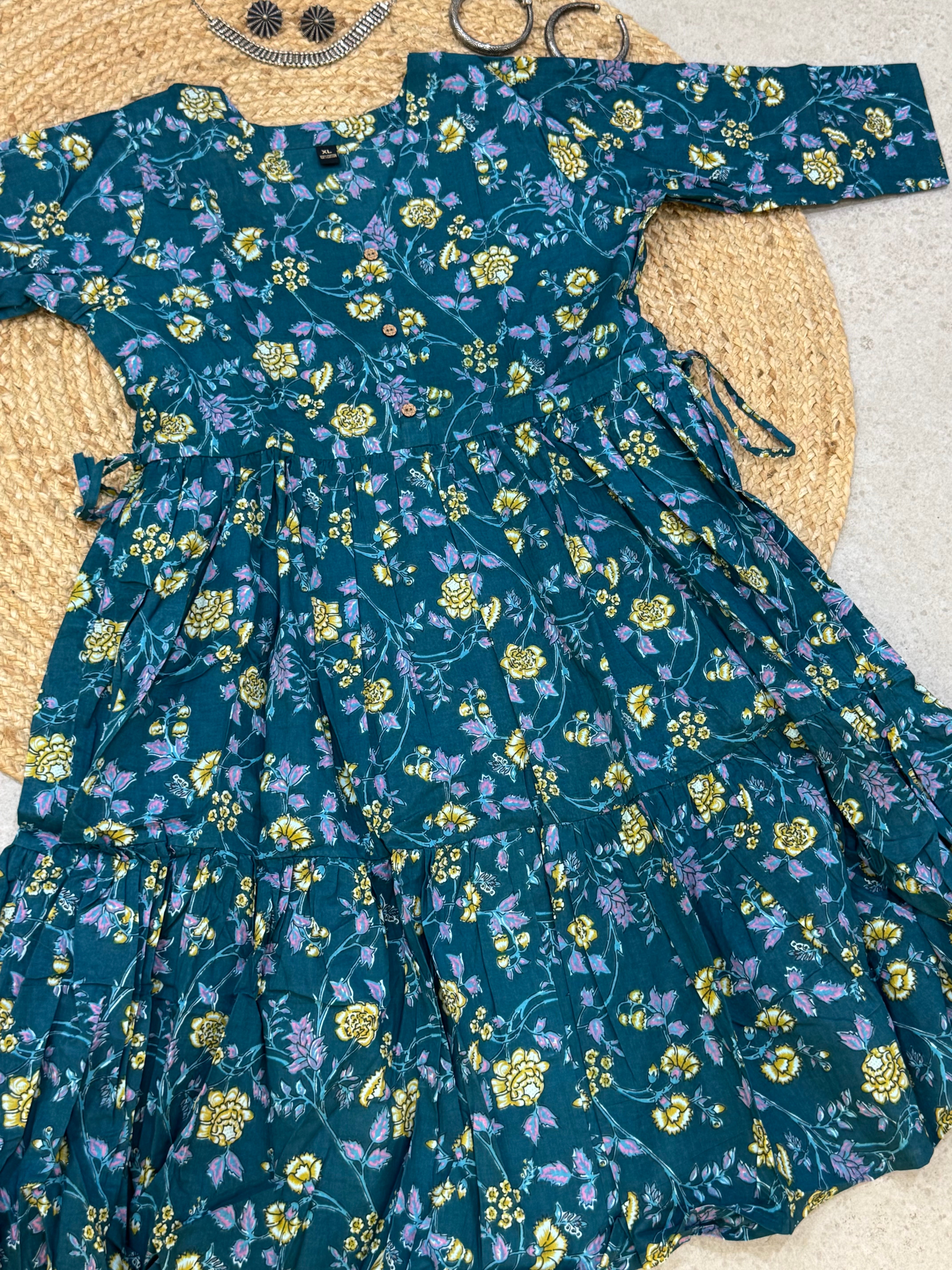 Flare drawstring maxi dress