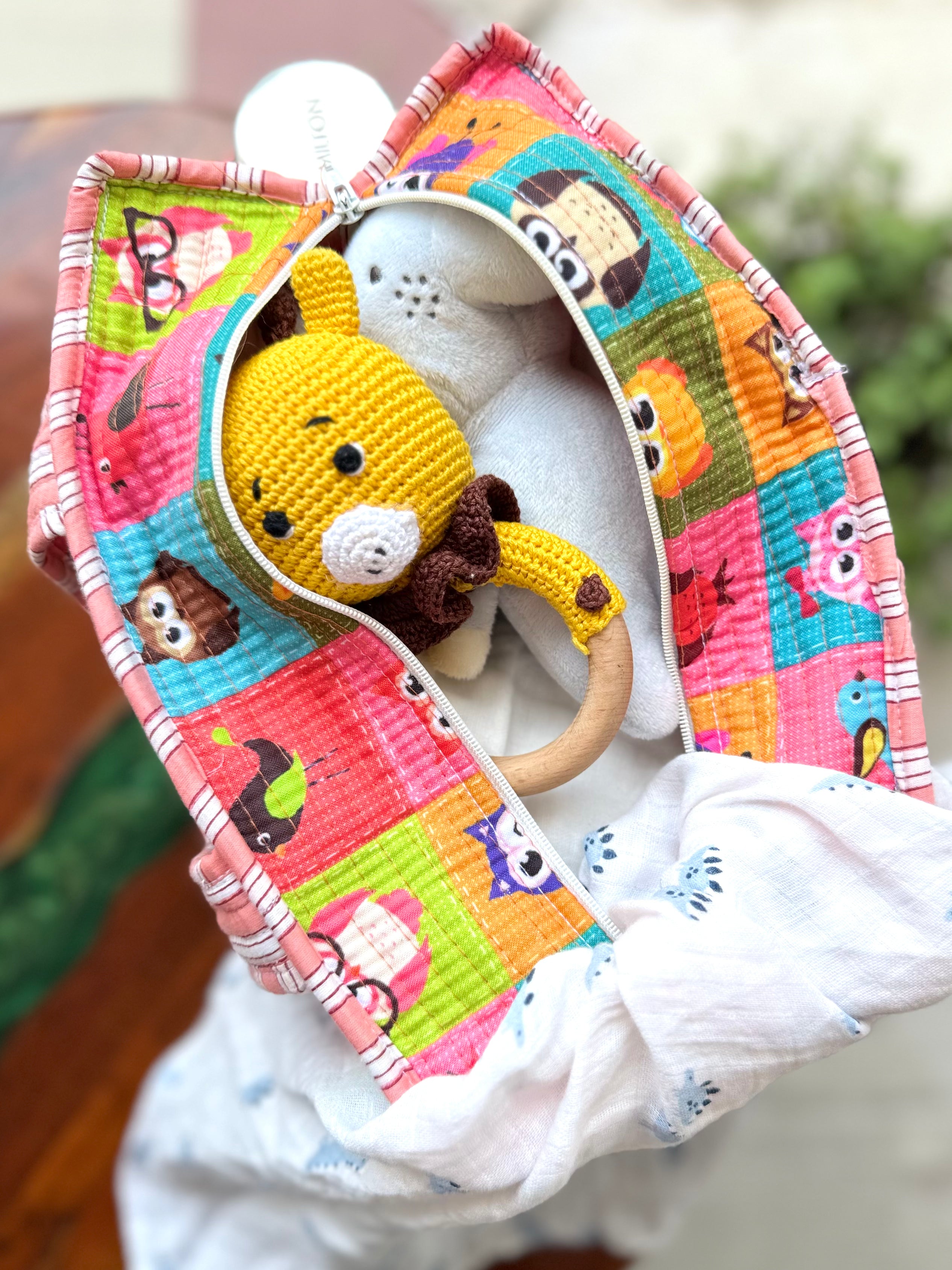 KIDS PRINT MINI TOTE BAG WITH ZIP