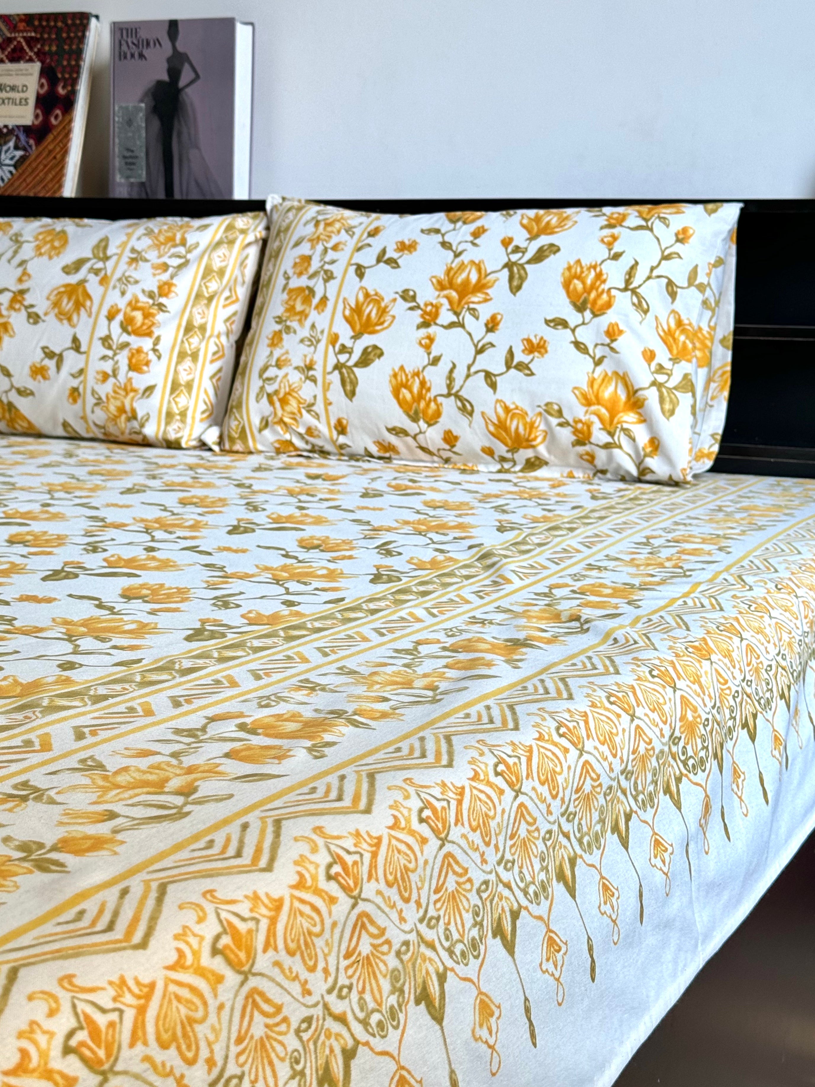 SHALIMAR BEDSHEET WITH TWO REVERSIBLE PILLOW COVERS