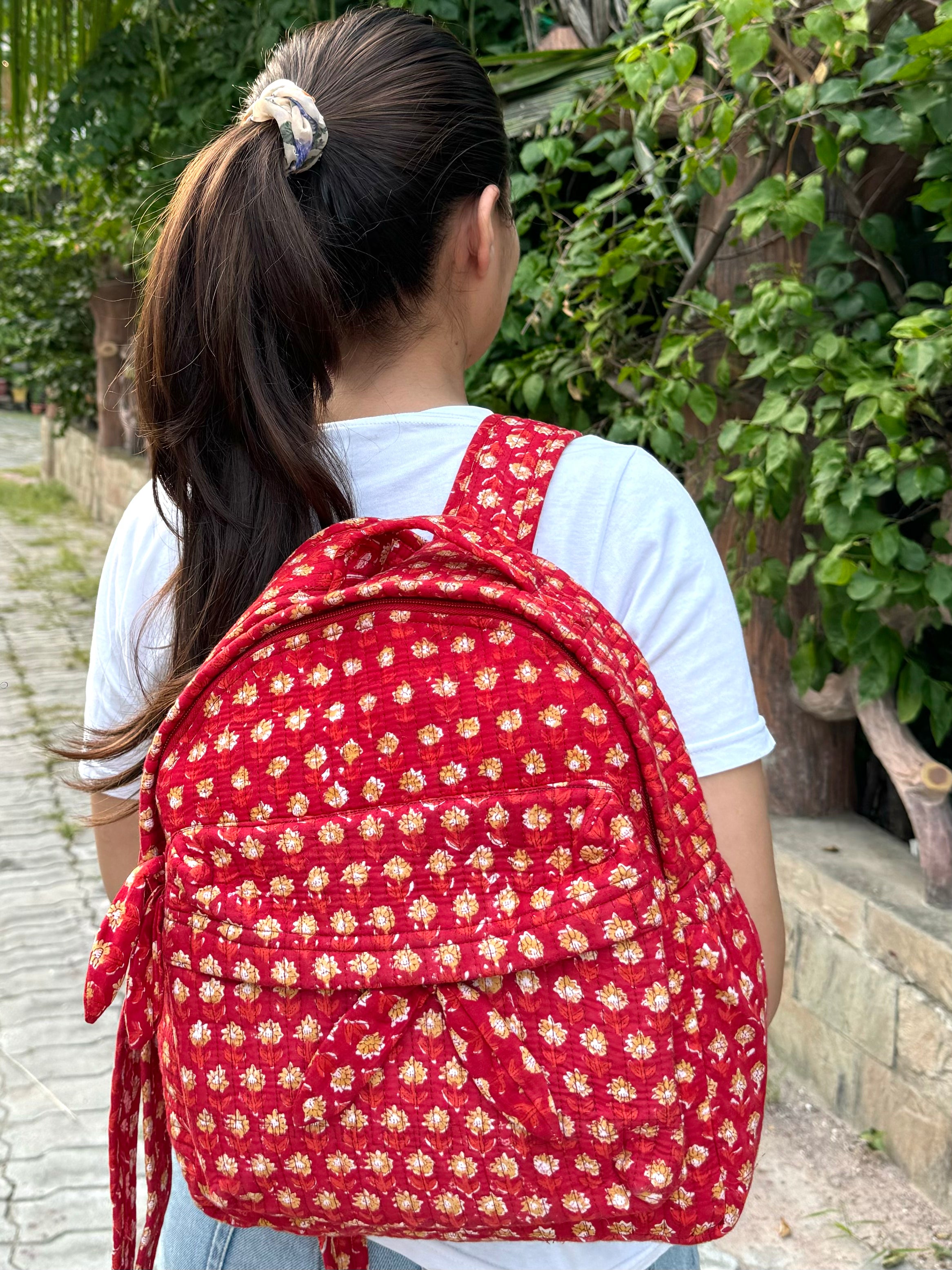 HAND BLOCK PRINTED BACKPACK