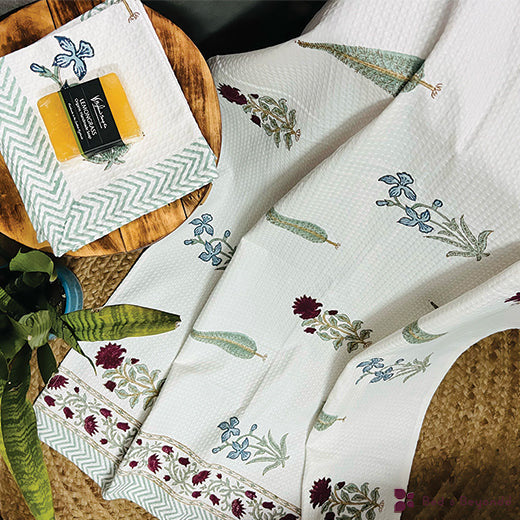 MULTI BOOTA HANDBLOCK PRINTED BODY / HAND TOWEL / NAPKIN