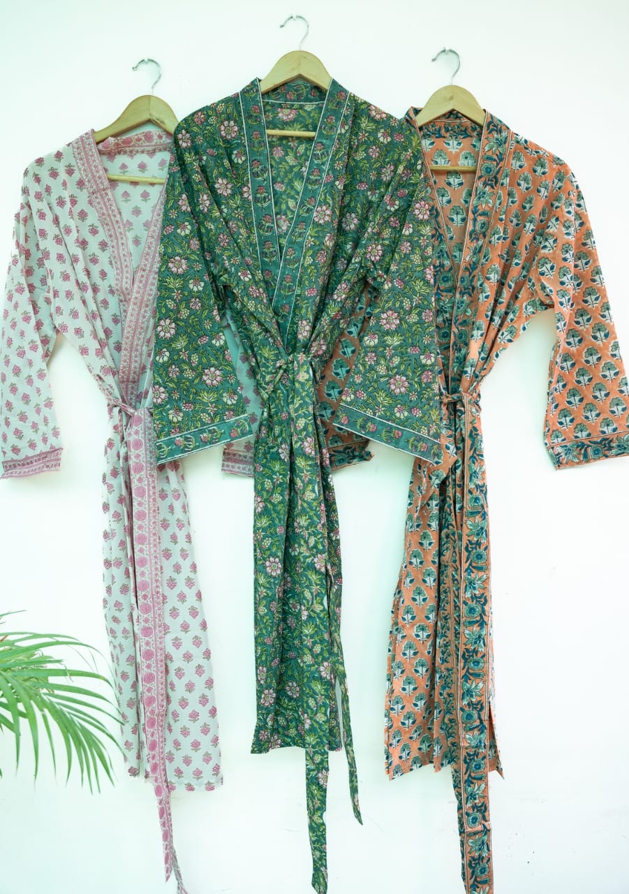 HAND BLOCK PRINTED COTTON KIMONOS