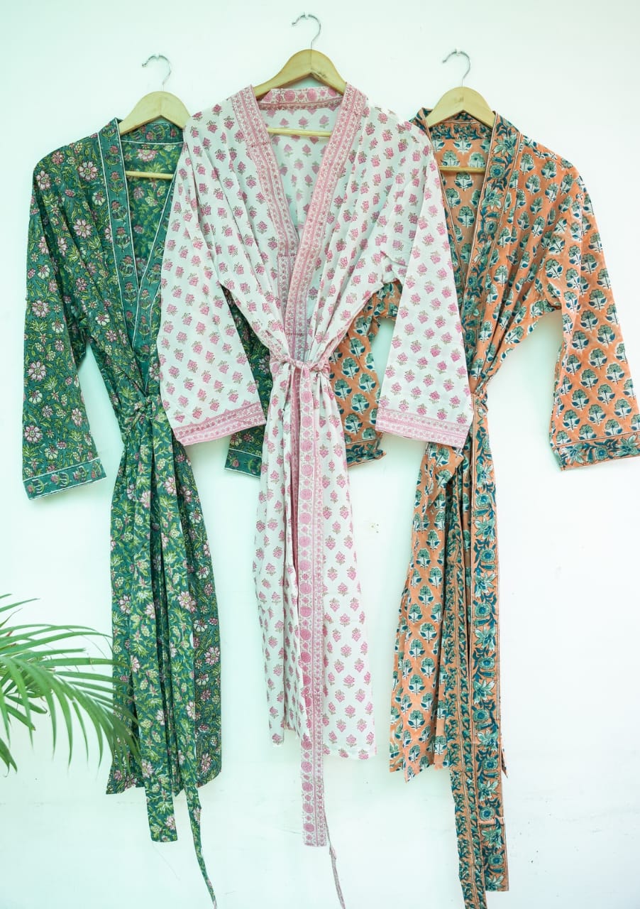 HAND BLOCK PRINTED COTTON KIMONOS