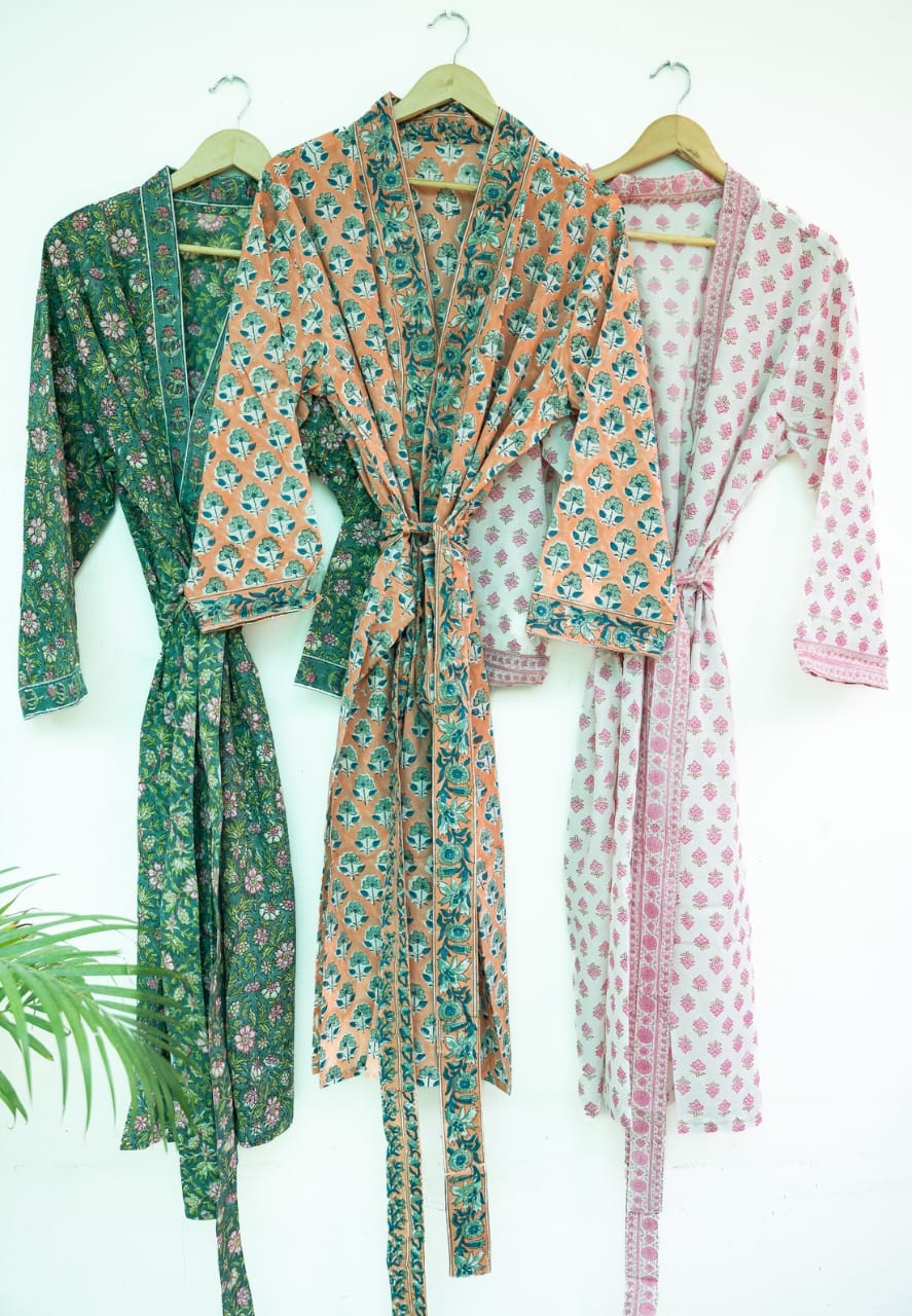 HAND BLOCK PRINTED COTTON KIMONOS