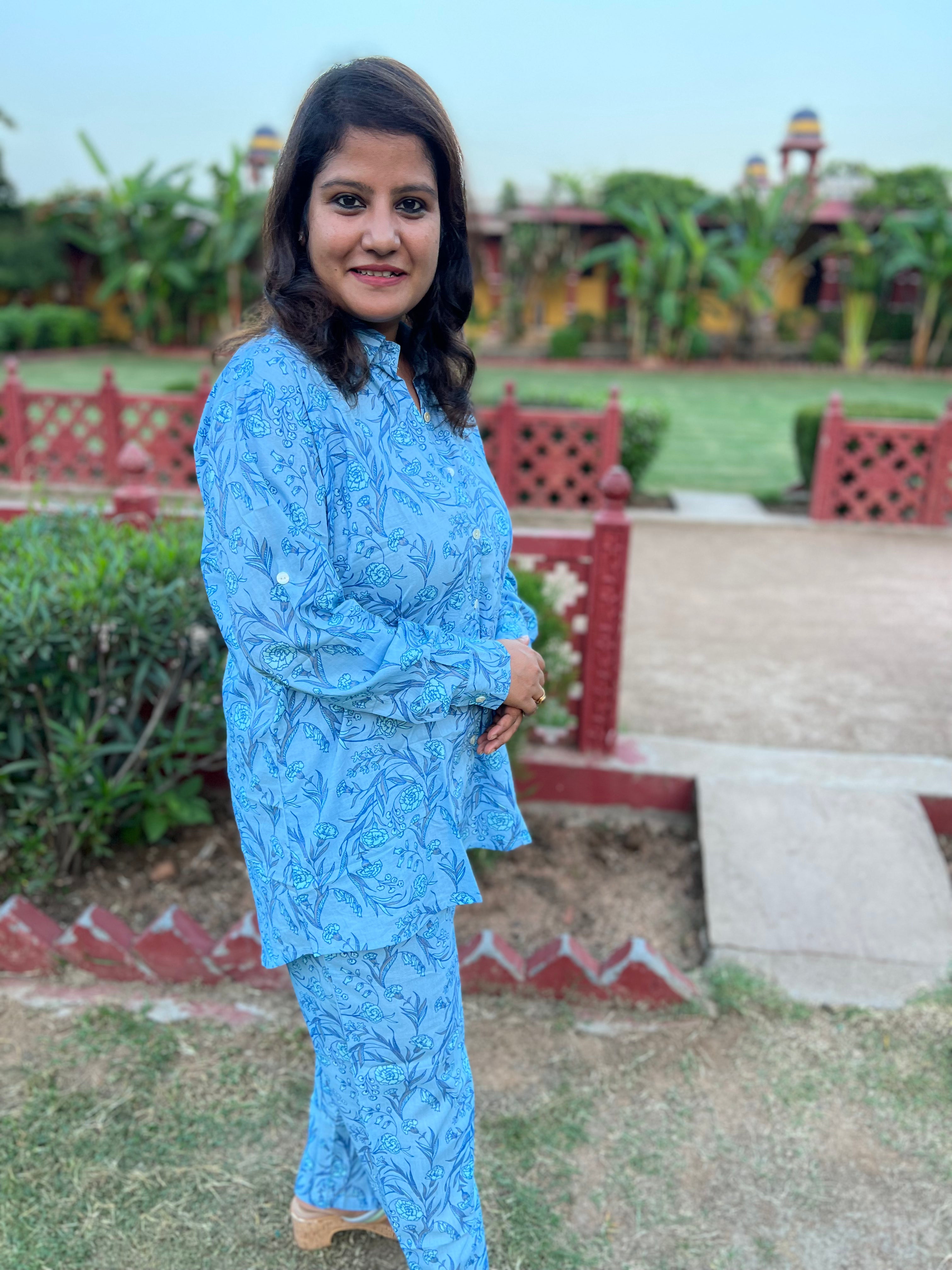 Long Shirt Cotton Loungewear/ Co-ord Set