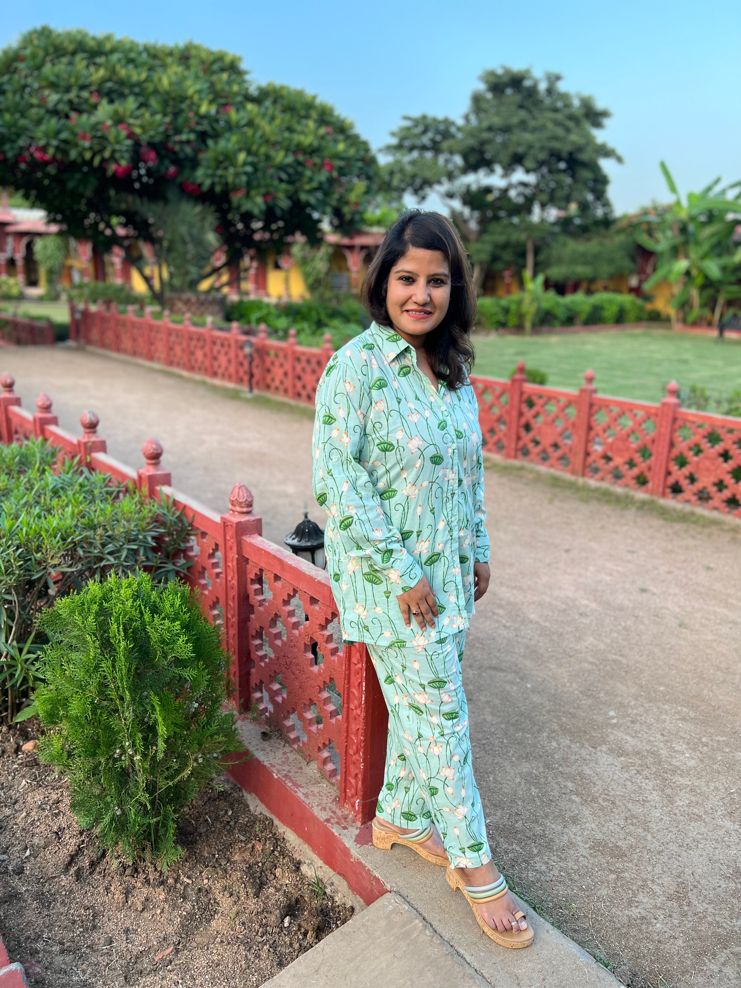 Long Shirt Cotton Loungewear/ Co-ord Set