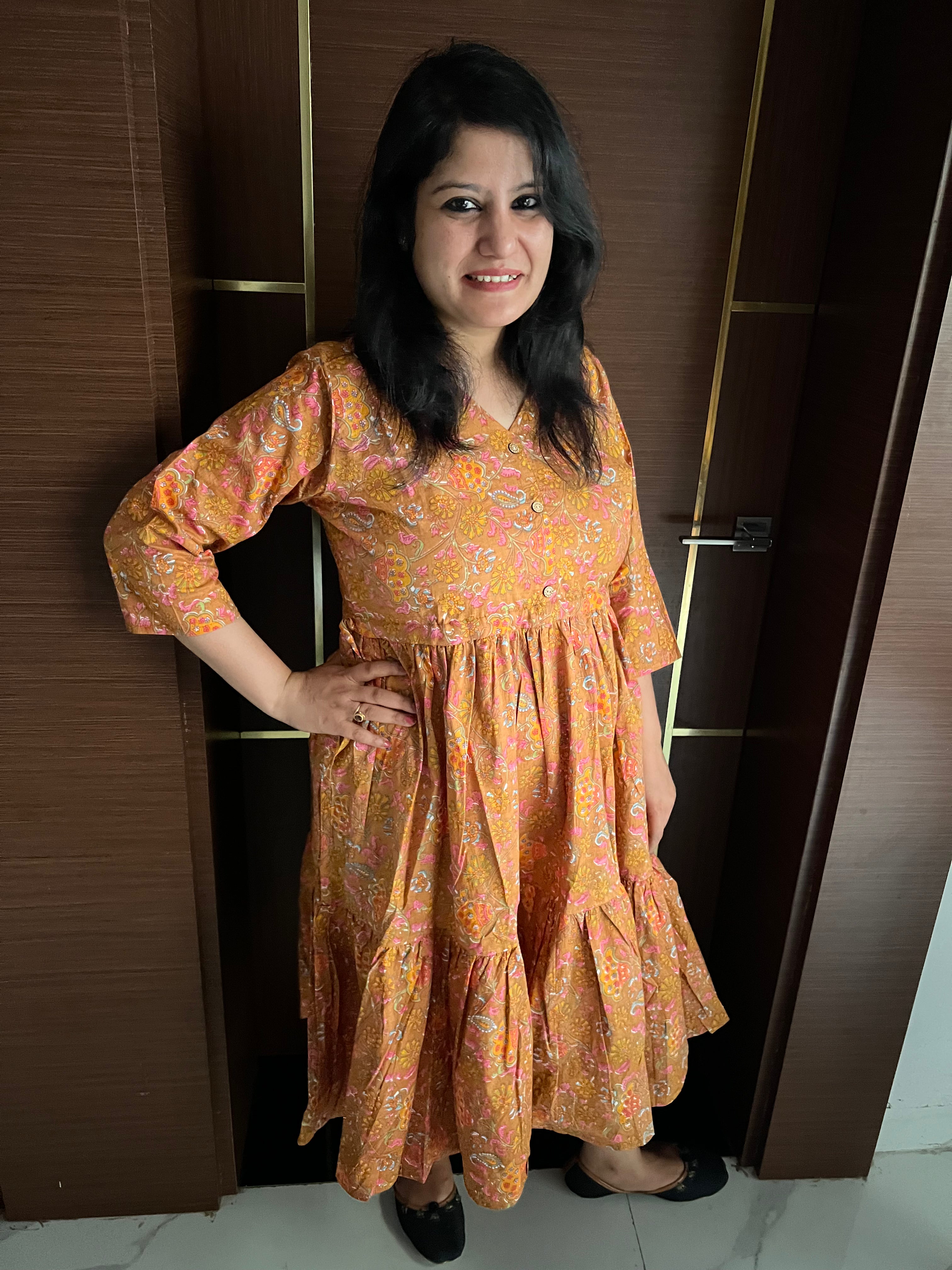 Flare drawstring maxi dress