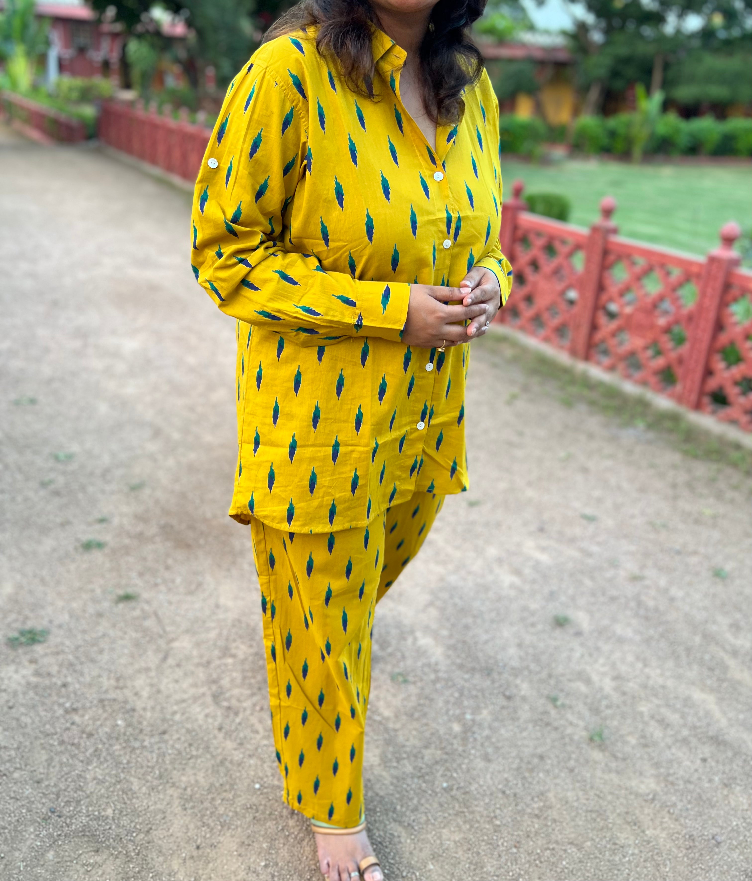 Long Shirt Cotton Loungewear/ Co-ord Set