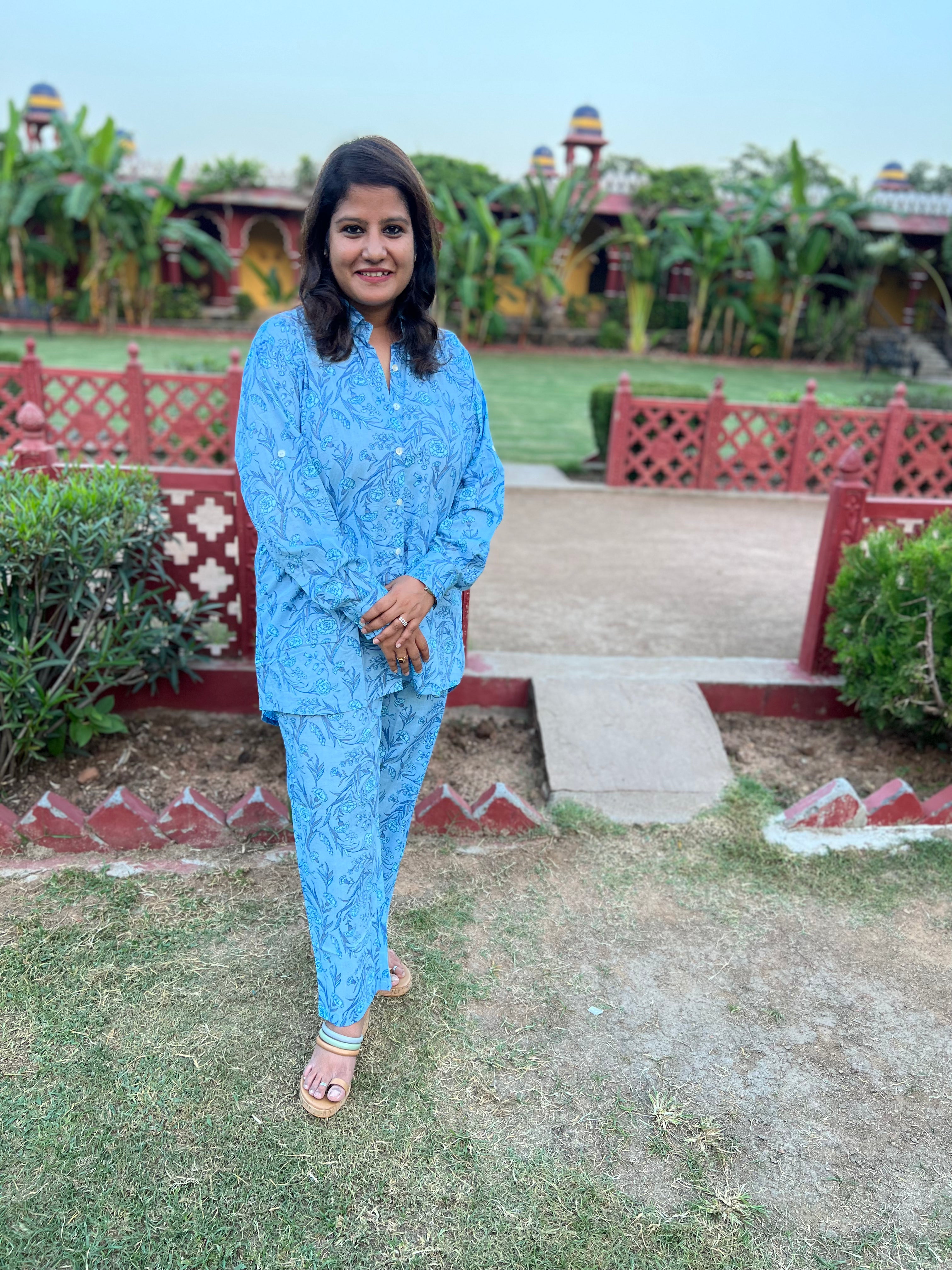 Long Shirt Cotton Loungewear/ Co-ord Set
