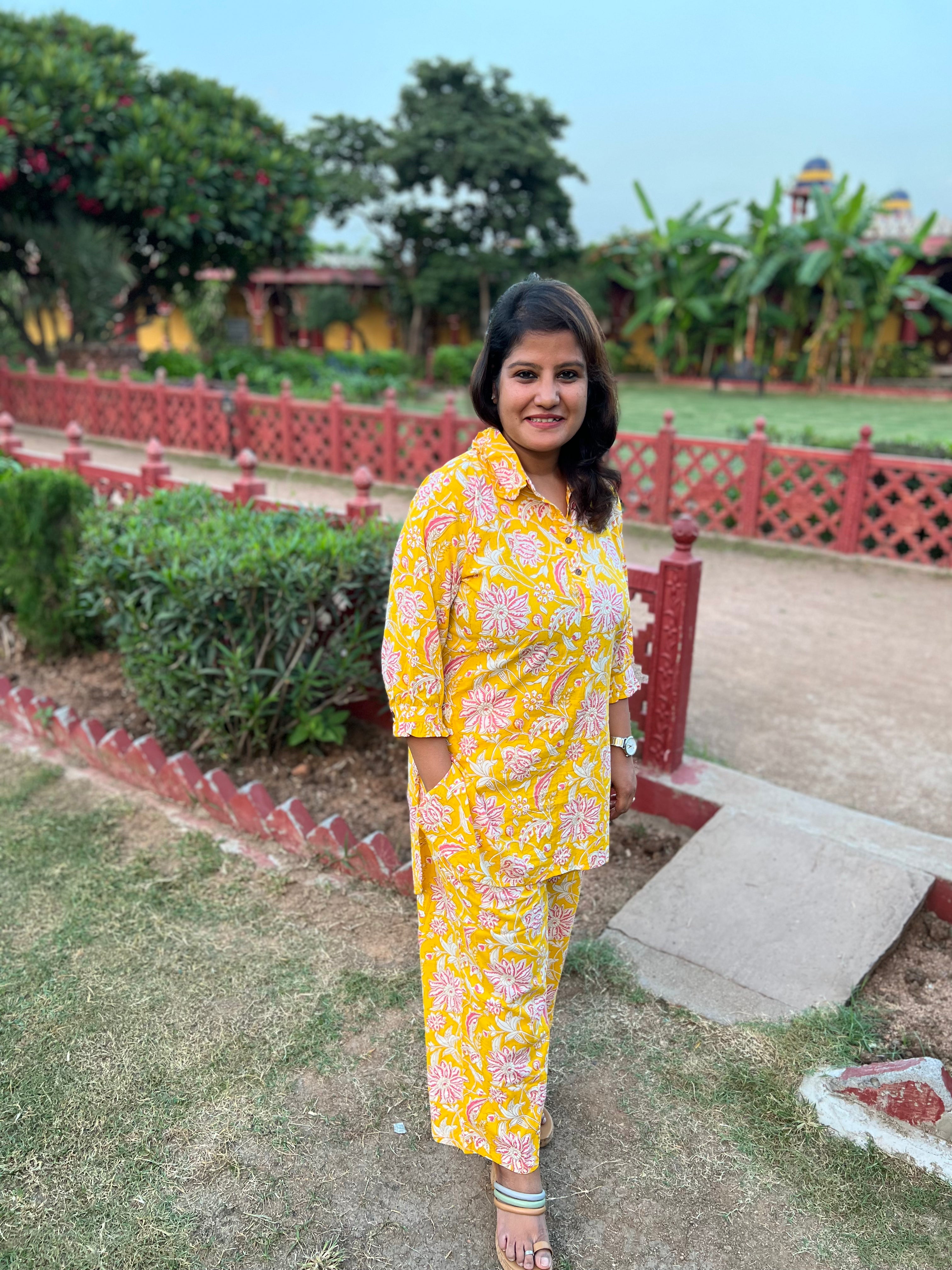 Frill Collar & Sleeve Cotton Loungewear/ Co-ord Set