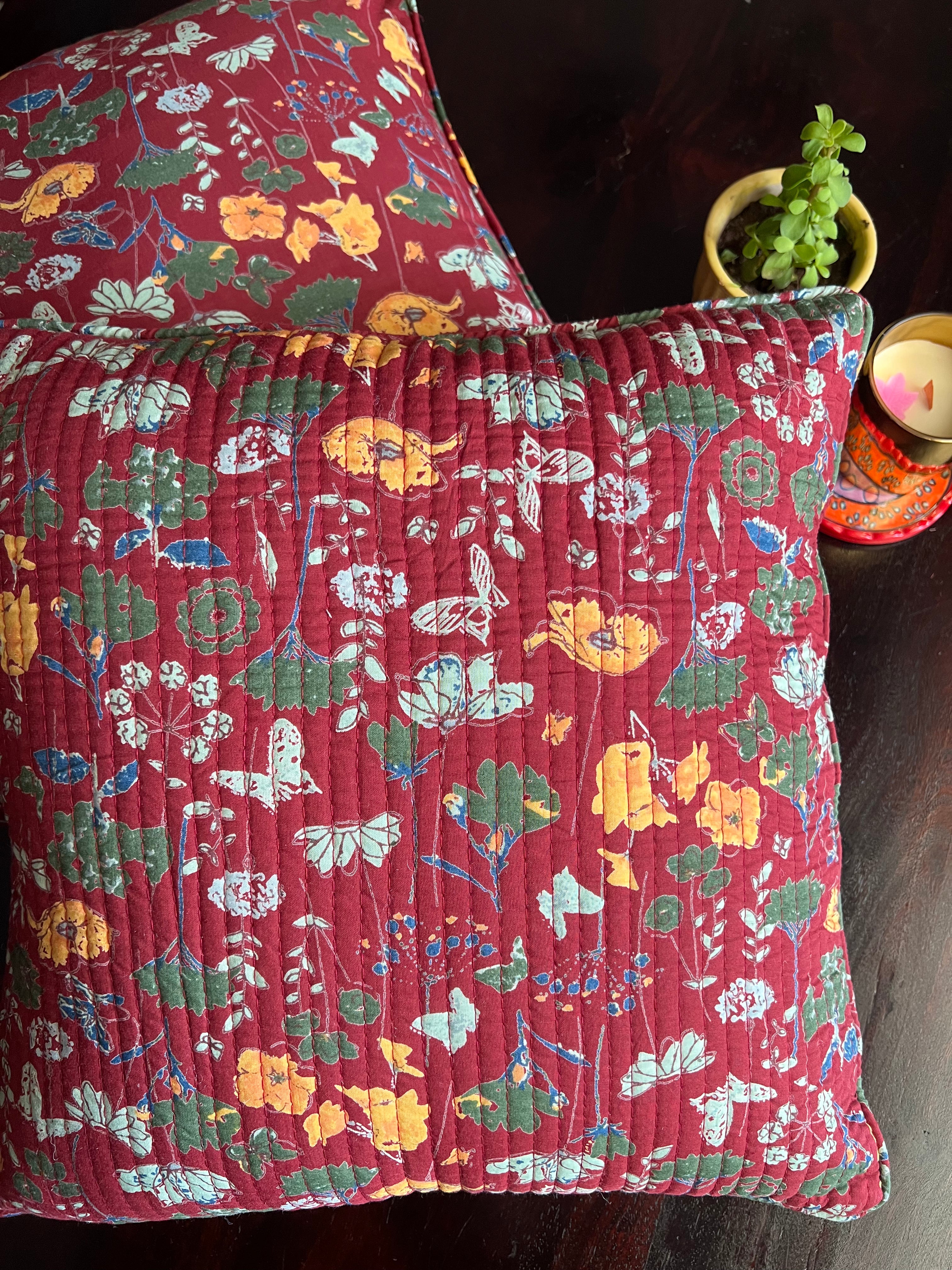 KANAK - SINGLE PIECE QUILTED 16 BY 16 INCHES CUSHION