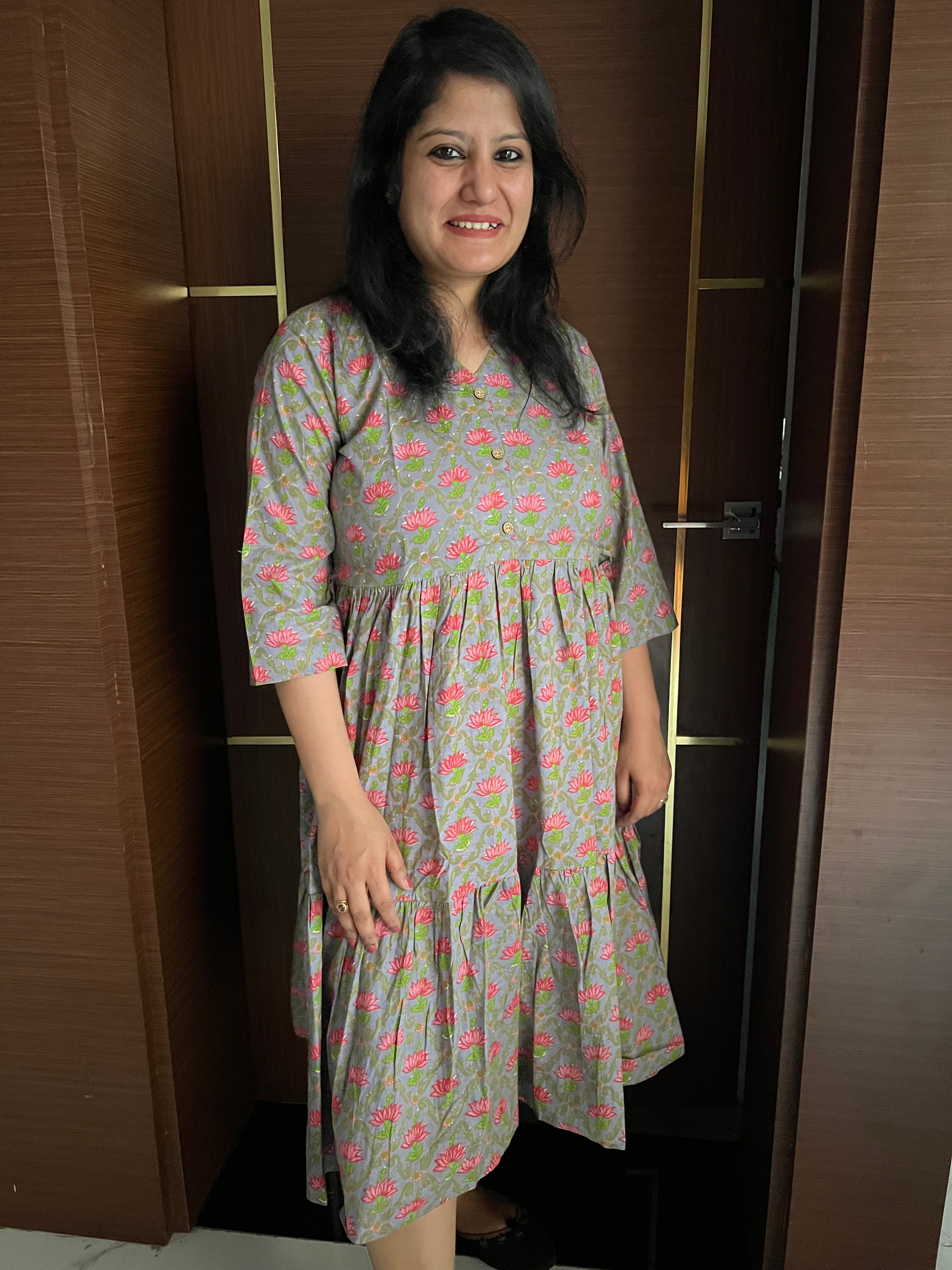 Flare drawstring maxi dress