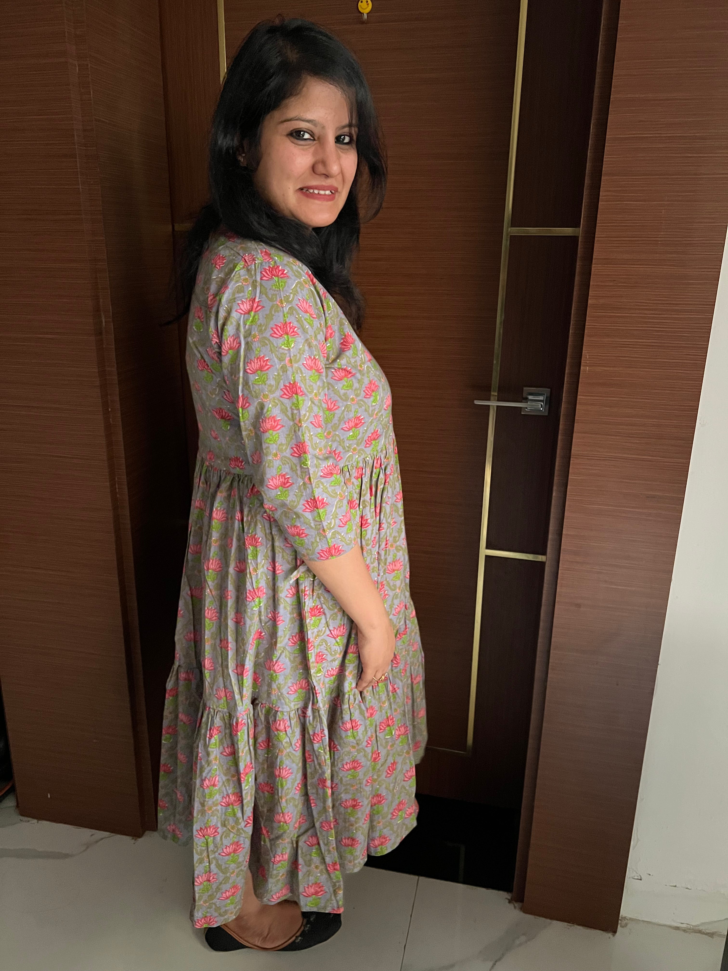 Flare drawstring maxi dress