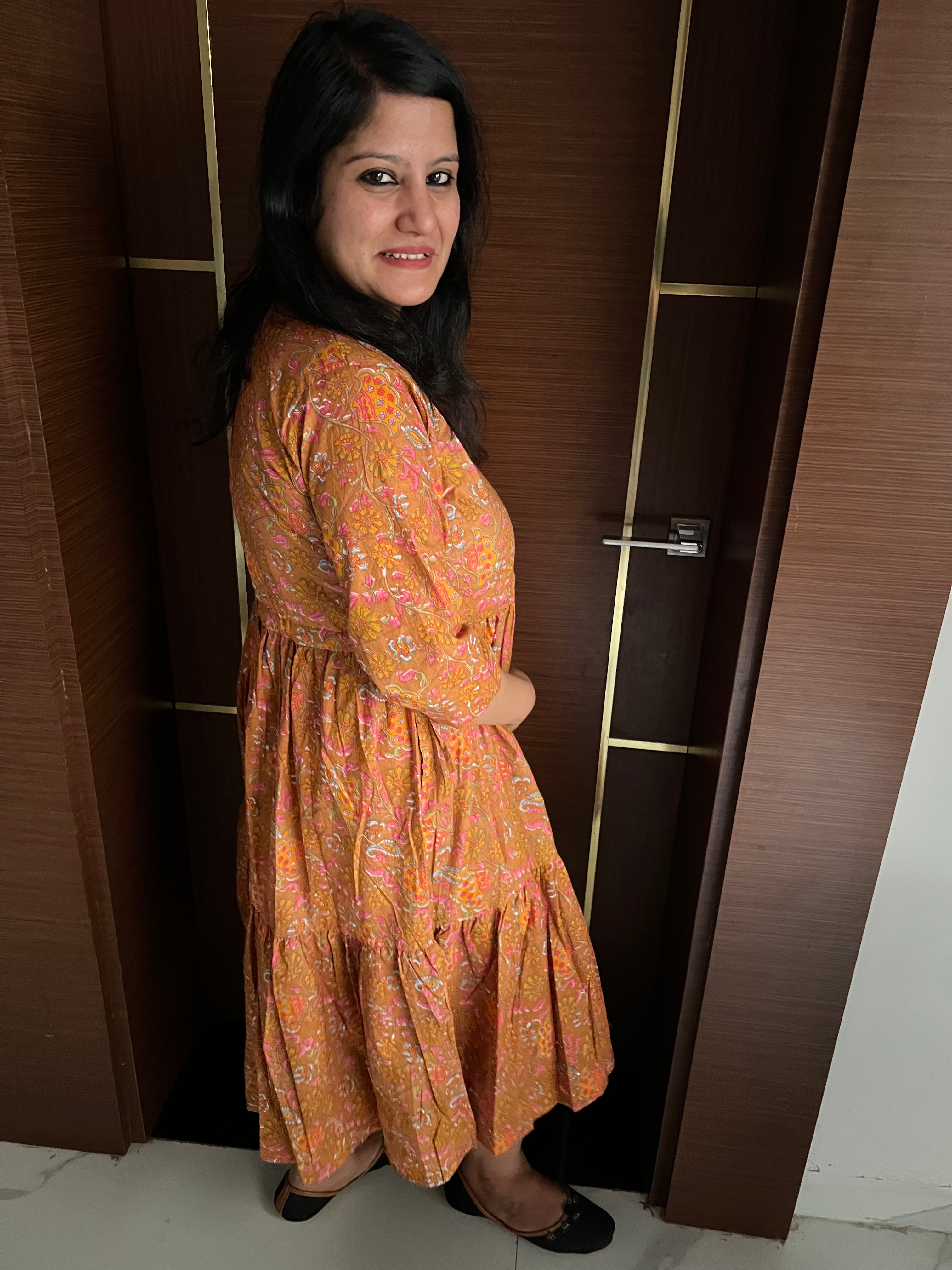 Flare drawstring maxi dress