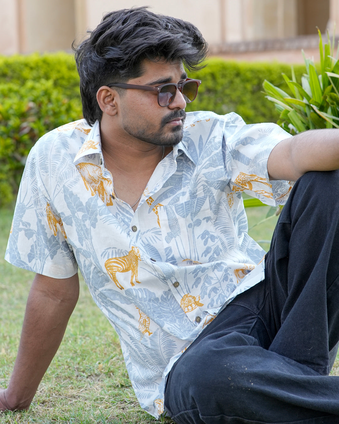 Yellow forest half sleeve Men's Shirt