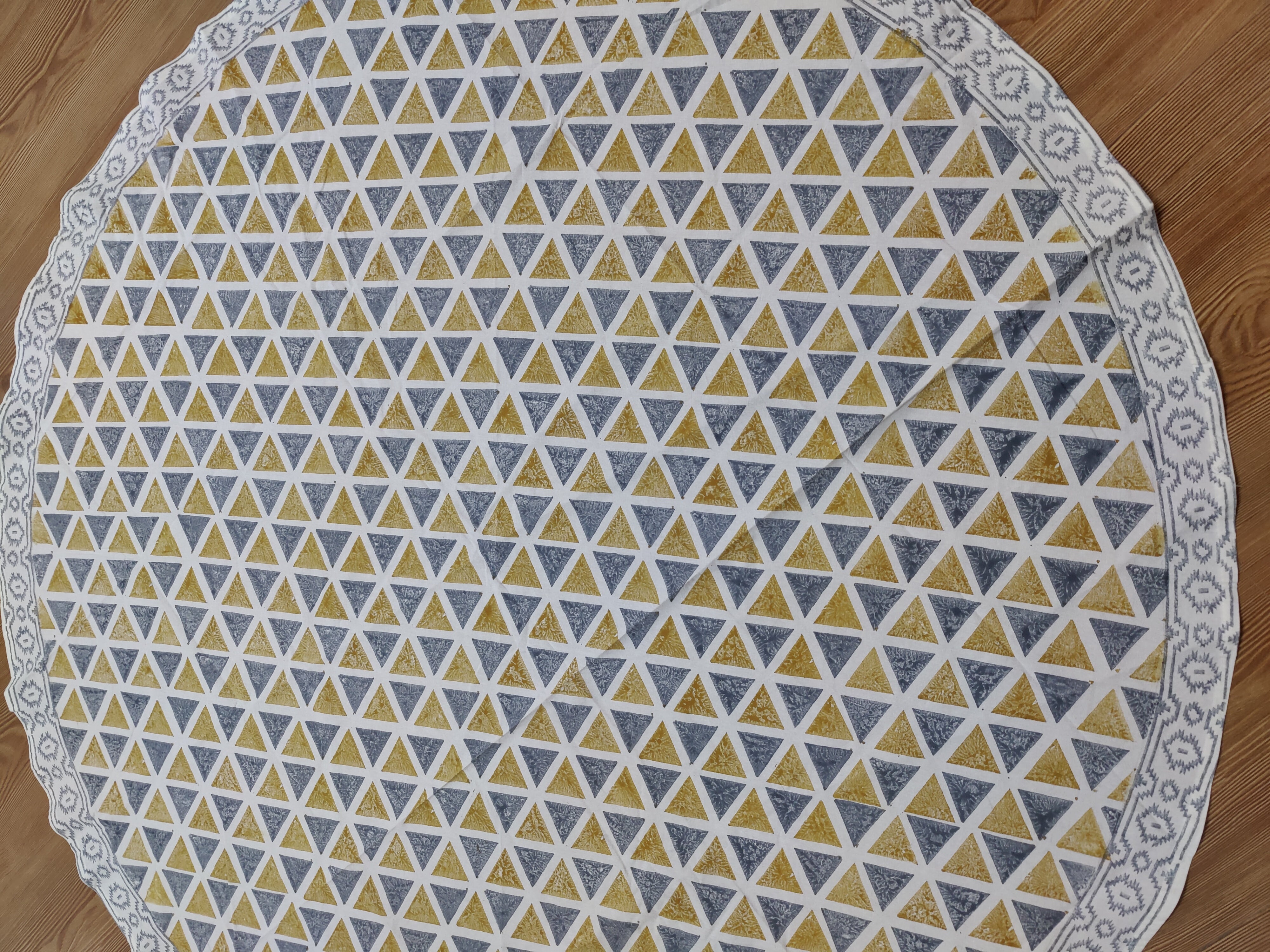 ROUND TABLE HANDBLOCK PRINTED TABLECLOTH