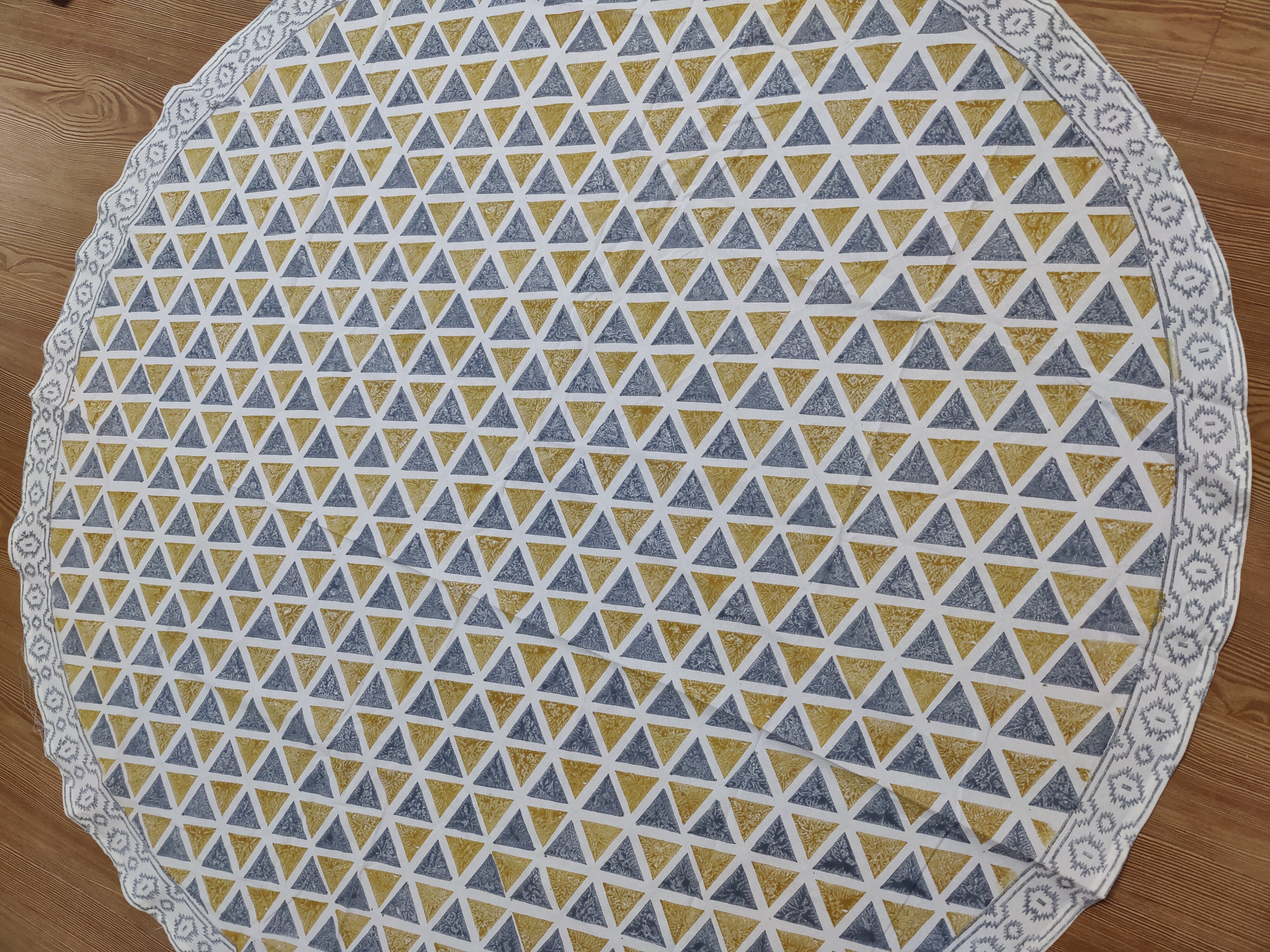 ROUND TABLE HANDBLOCK PRINTED TABLECLOTH