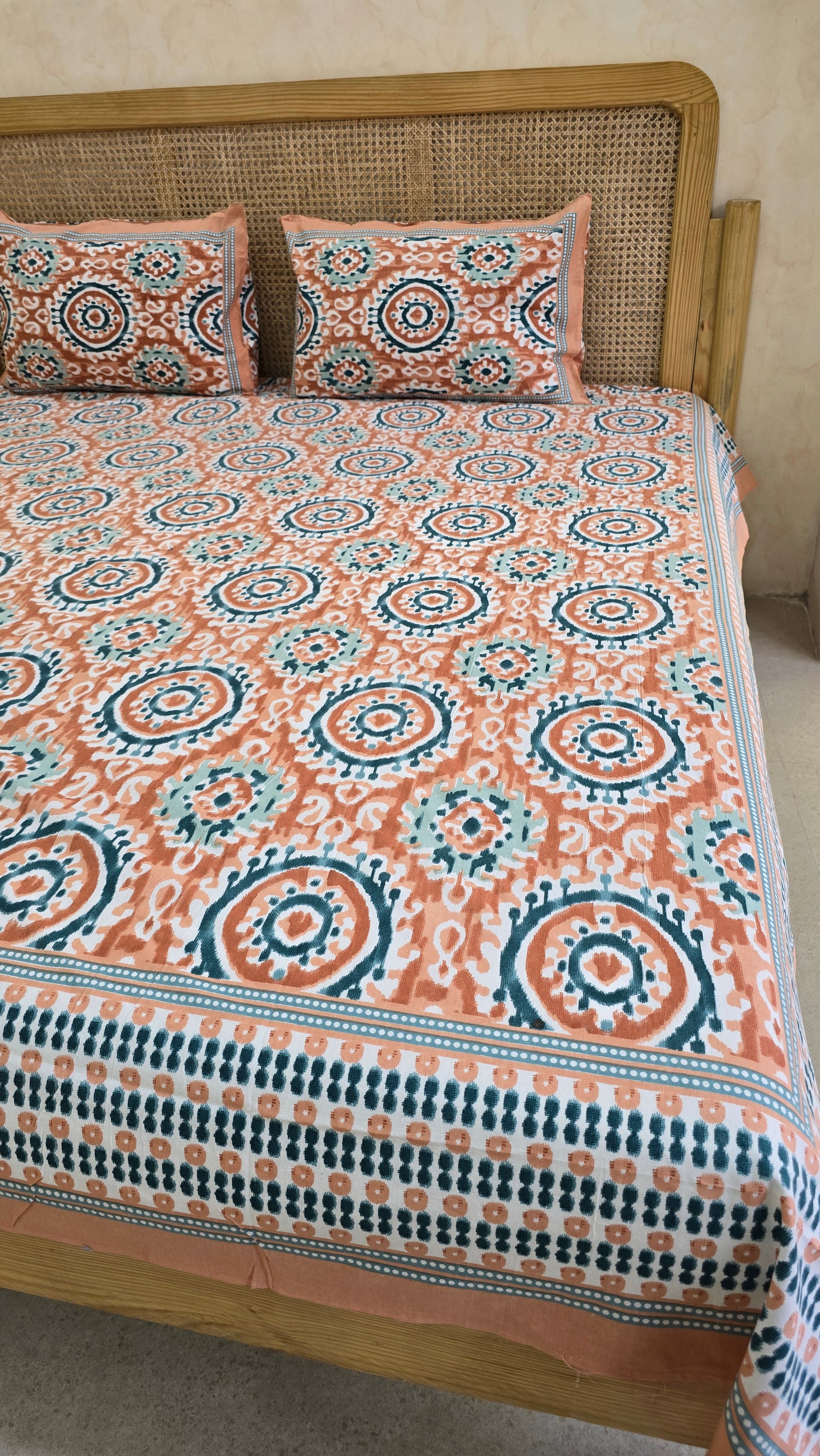 IKKAT SHALIMAR BEDSHEET WITH TWO REVERSIBLE PILLOW COVERS
