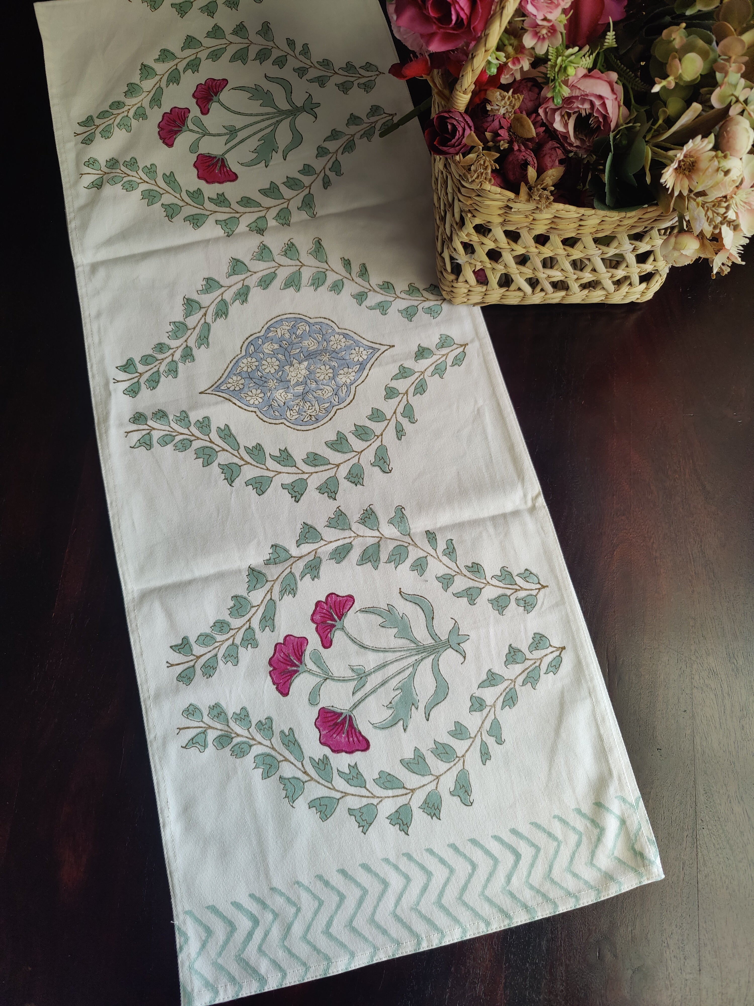 SIX SEATER HANDBLOCK PRINTED TABLE RUNNER