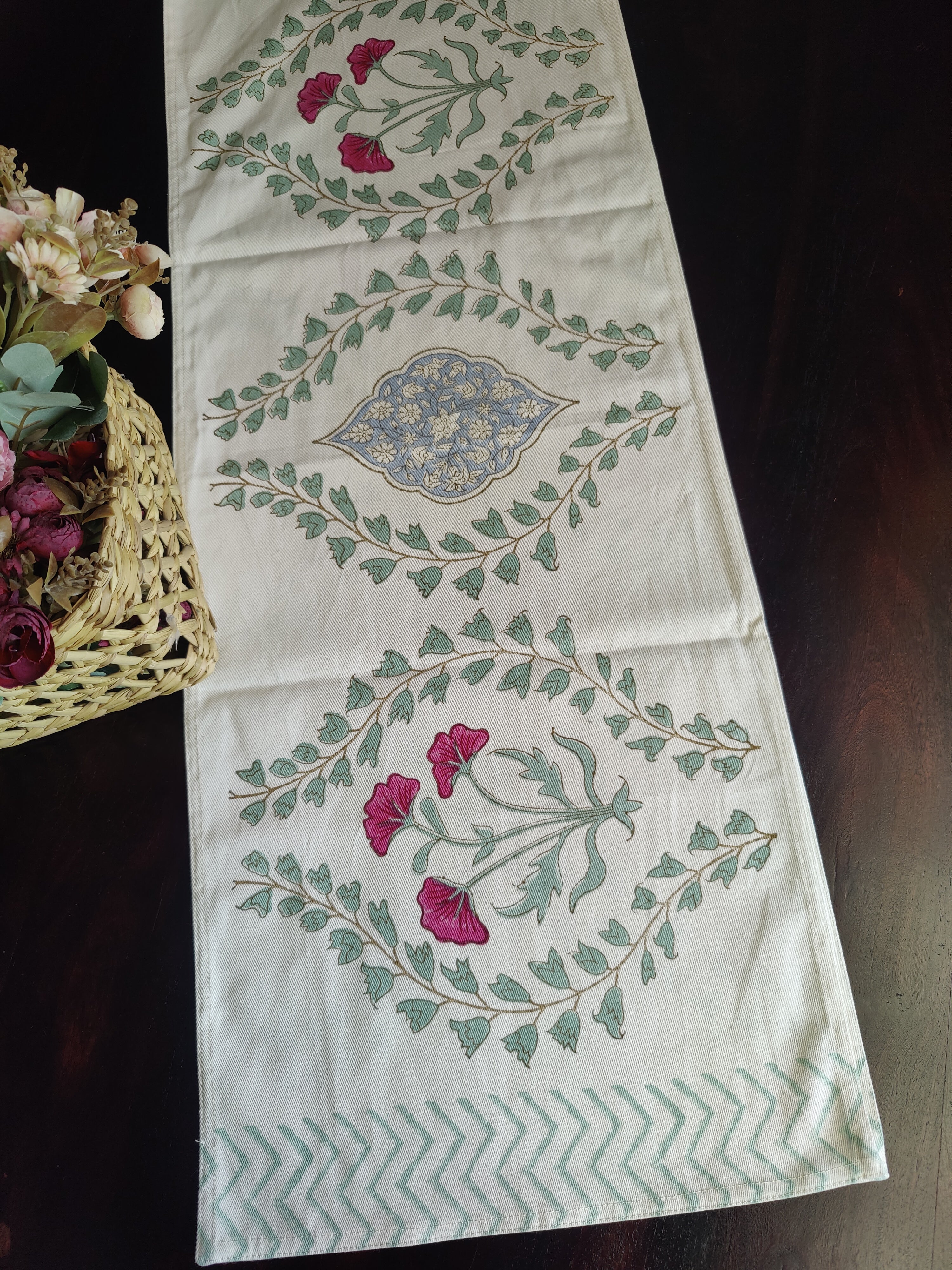 SIX SEATER HANDBLOCK PRINTED TABLE RUNNER