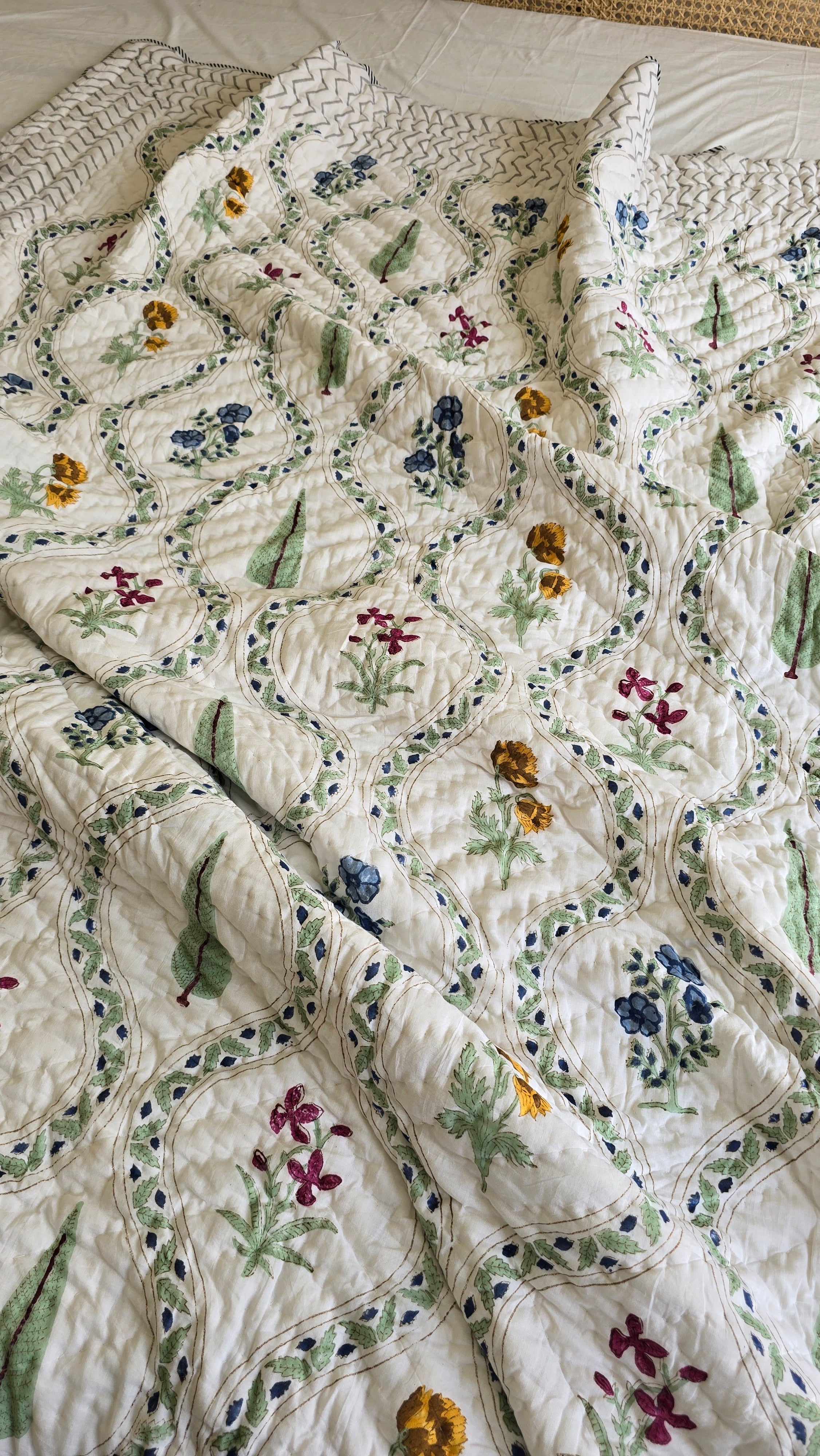 MALIKA HANDBLOCK PRINTED SINGLE QUILT no