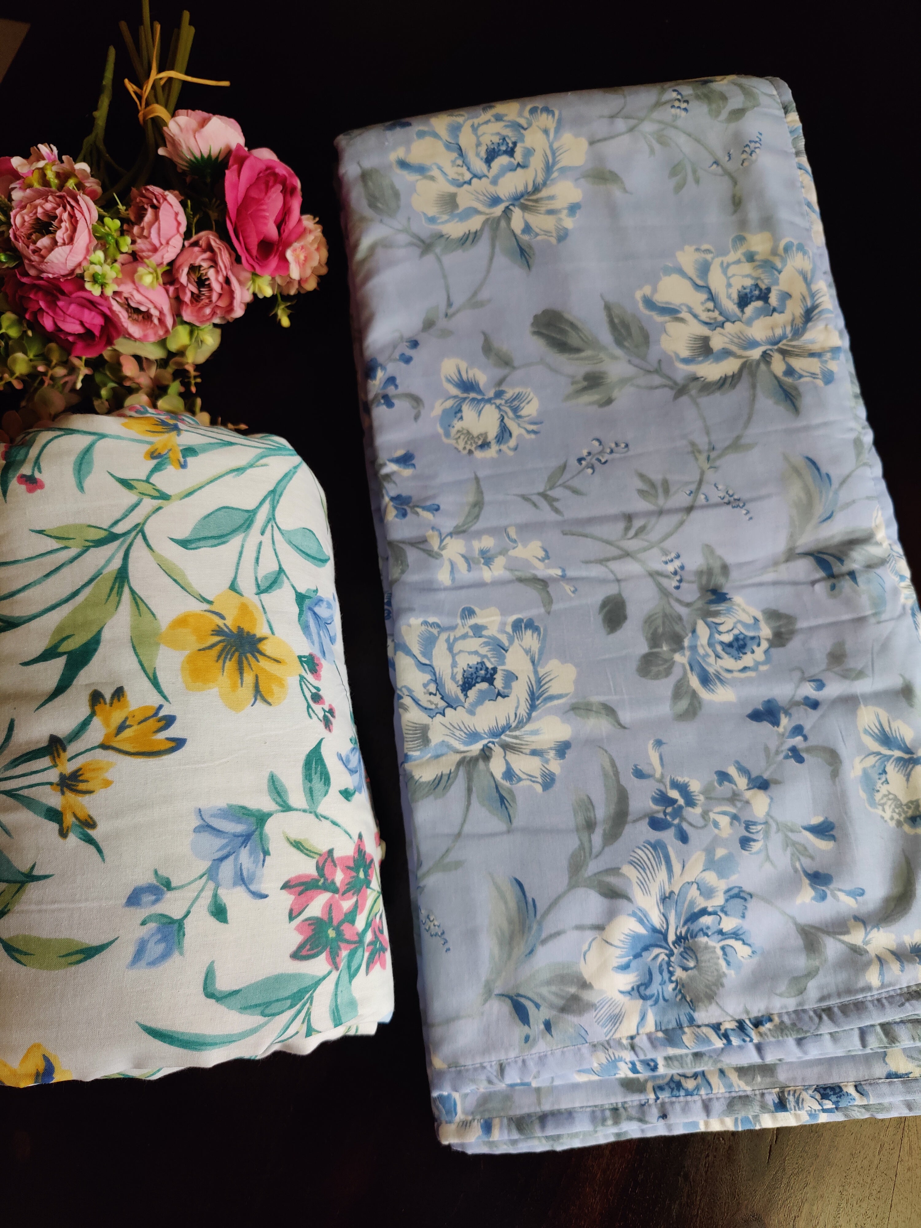 FLORAL SHALIMAR REVERSIBLE MULMUL DOHAR
