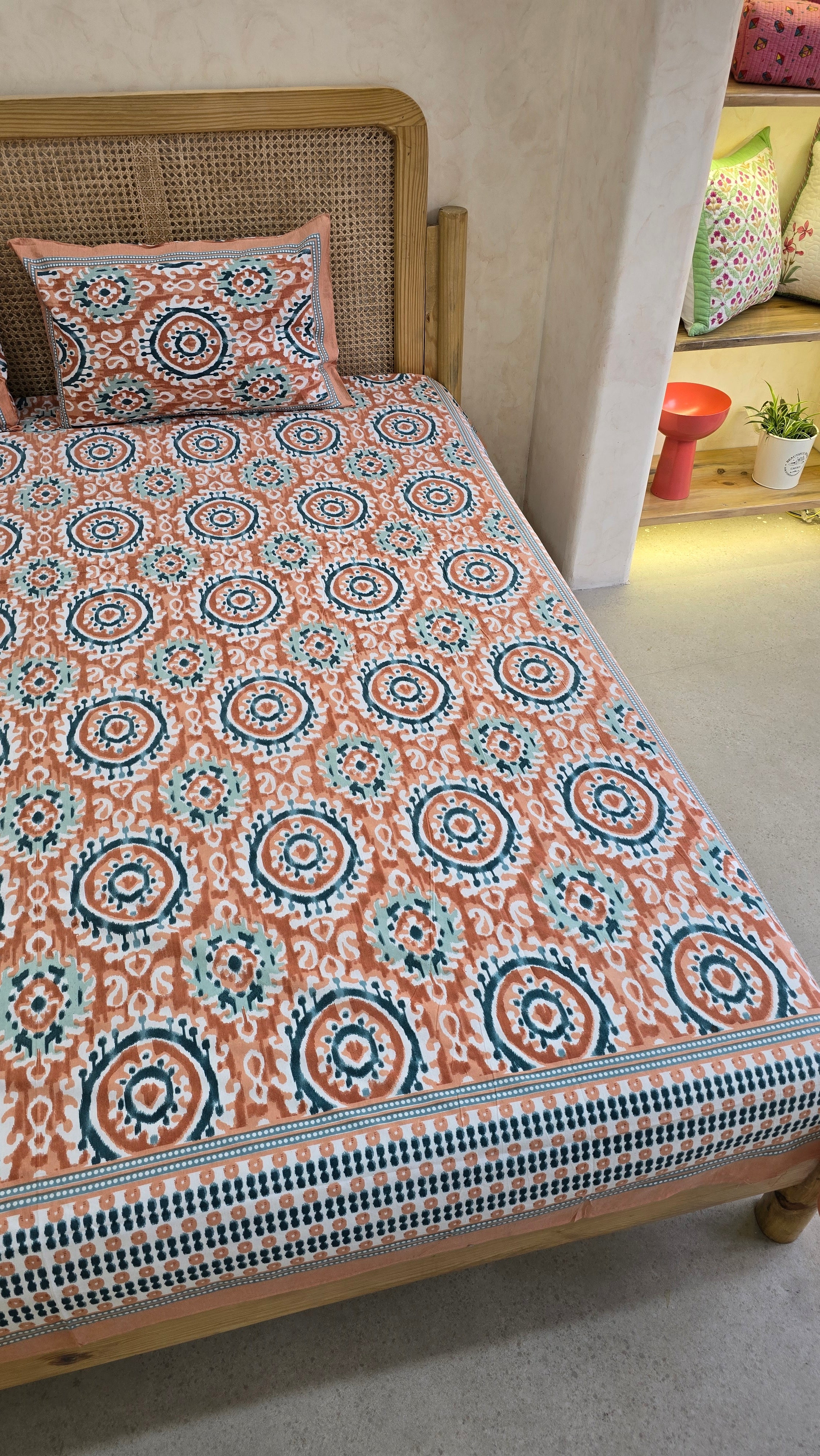 IKKAT SHALIMAR BEDSHEET WITH TWO REVERSIBLE PILLOW COVERS