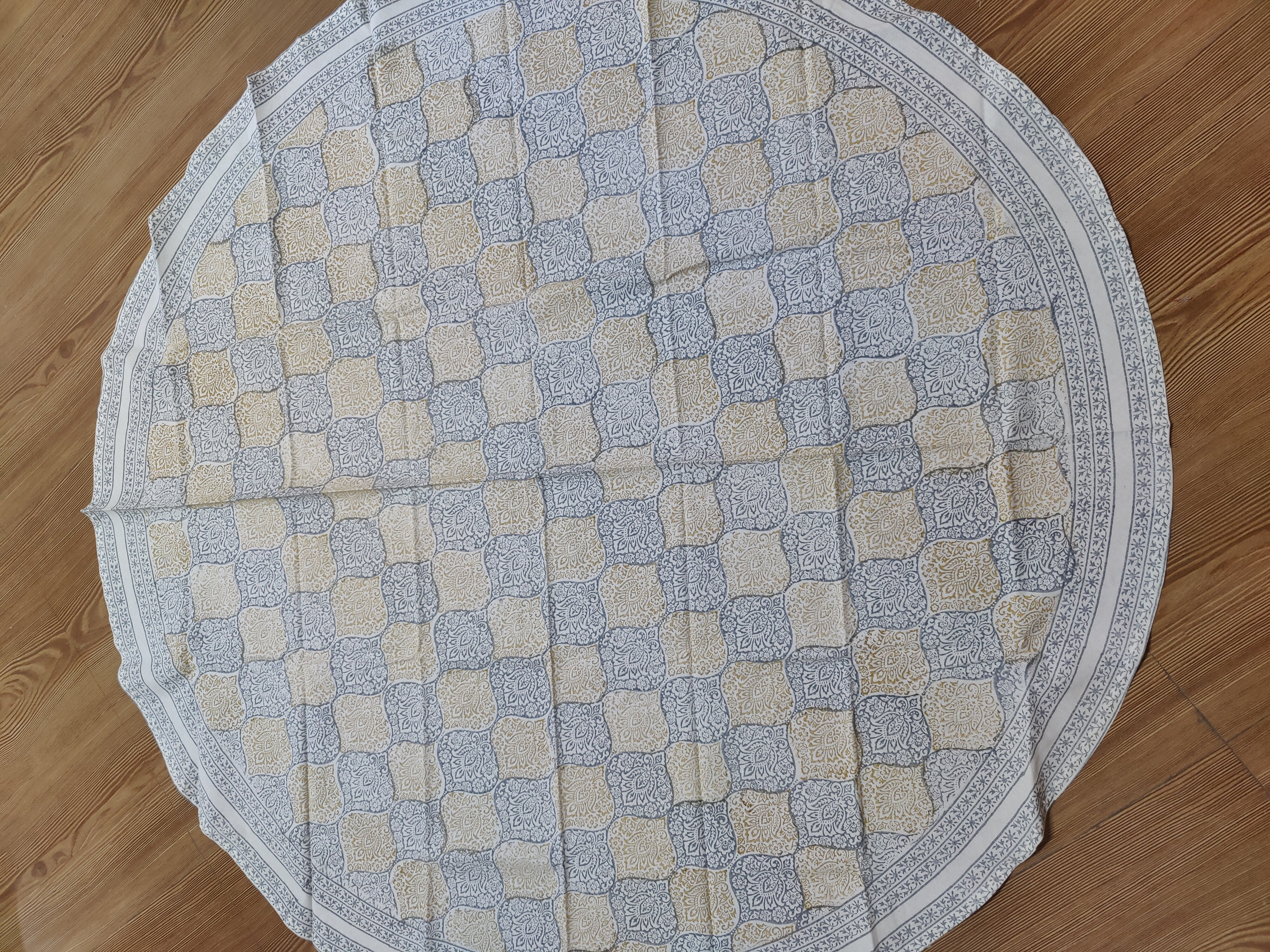 ROUND TABLE HANDBLOCK PRINTED TABLECLOTH