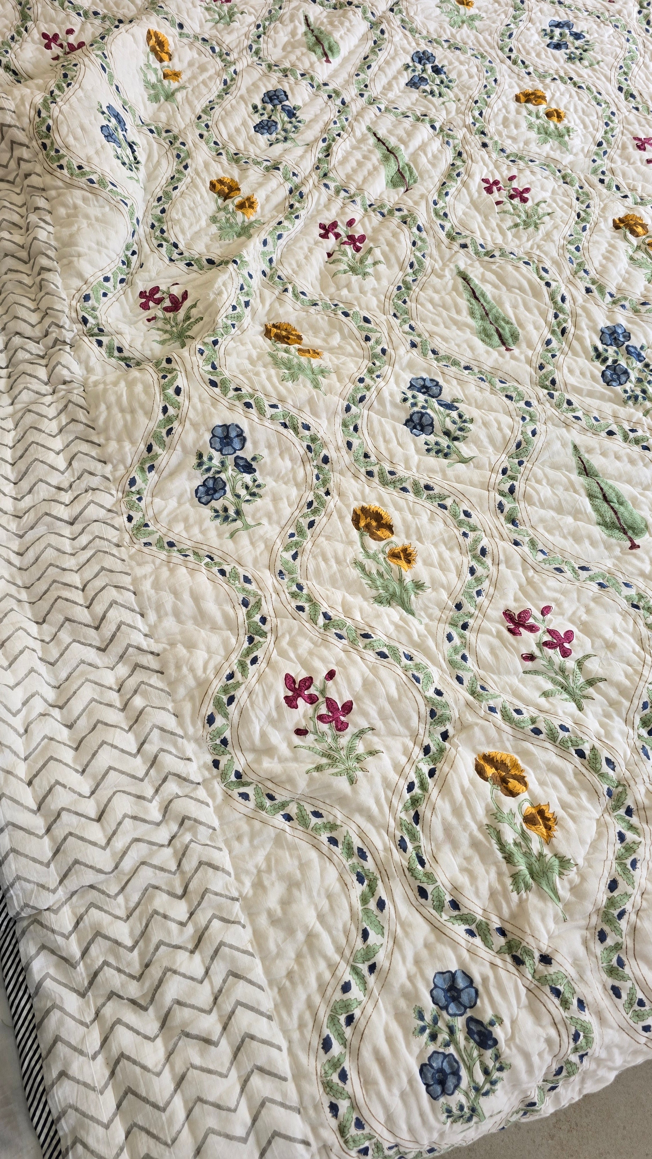 MALIKA HANDBLOCK PRINTED SINGLE QUILT no