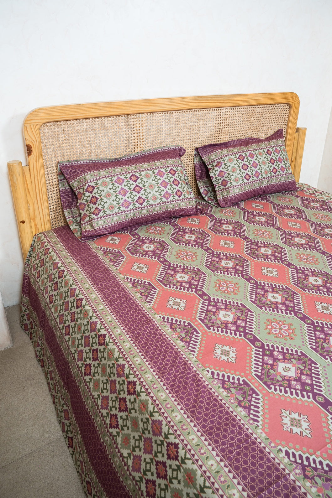 SHALIMAR GOLD BEDSHEET WITH TWO REVERSIBLE PILLOW COVERS