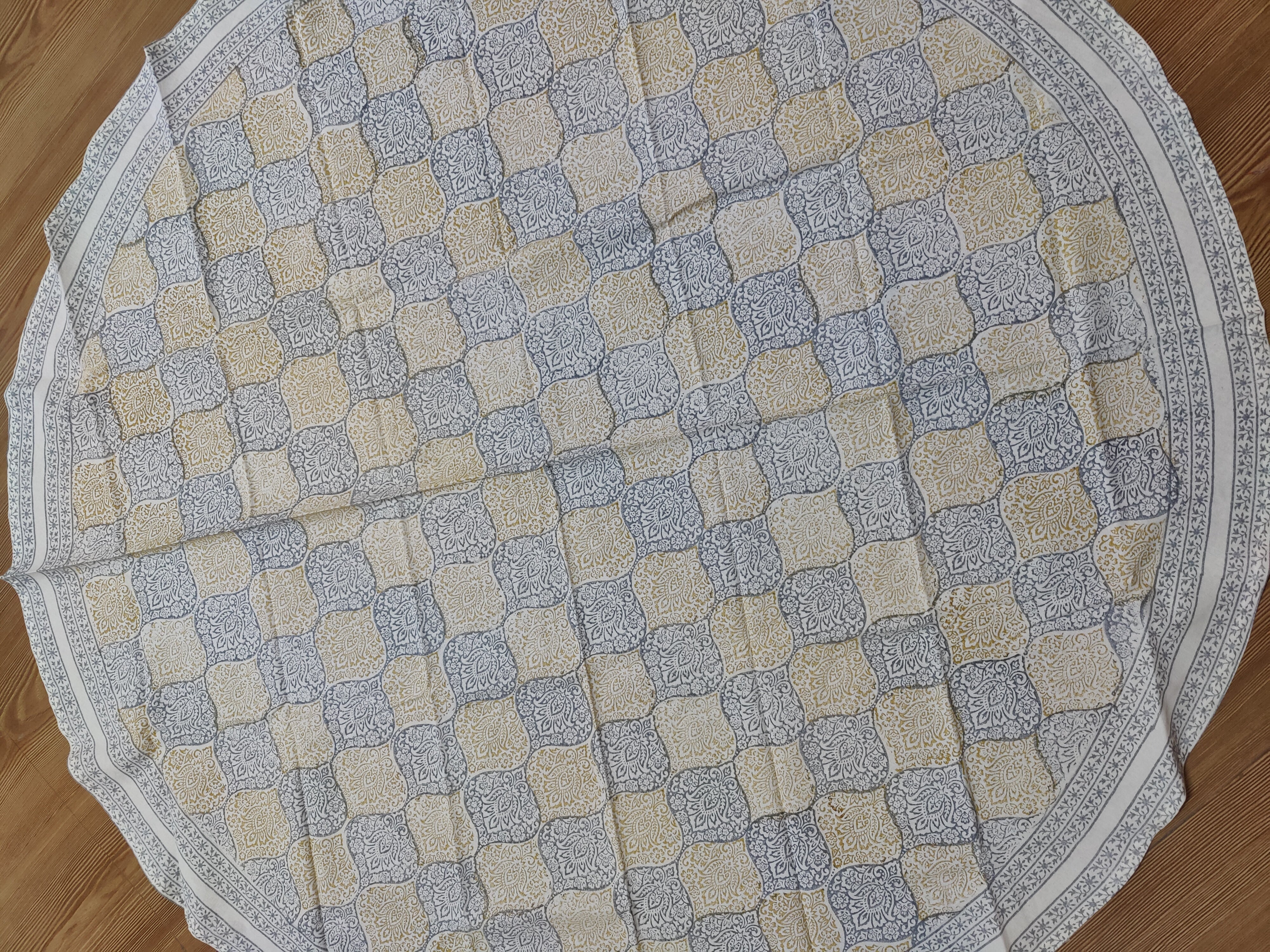 ROUND TABLE HANDBLOCK PRINTED TABLECLOTH