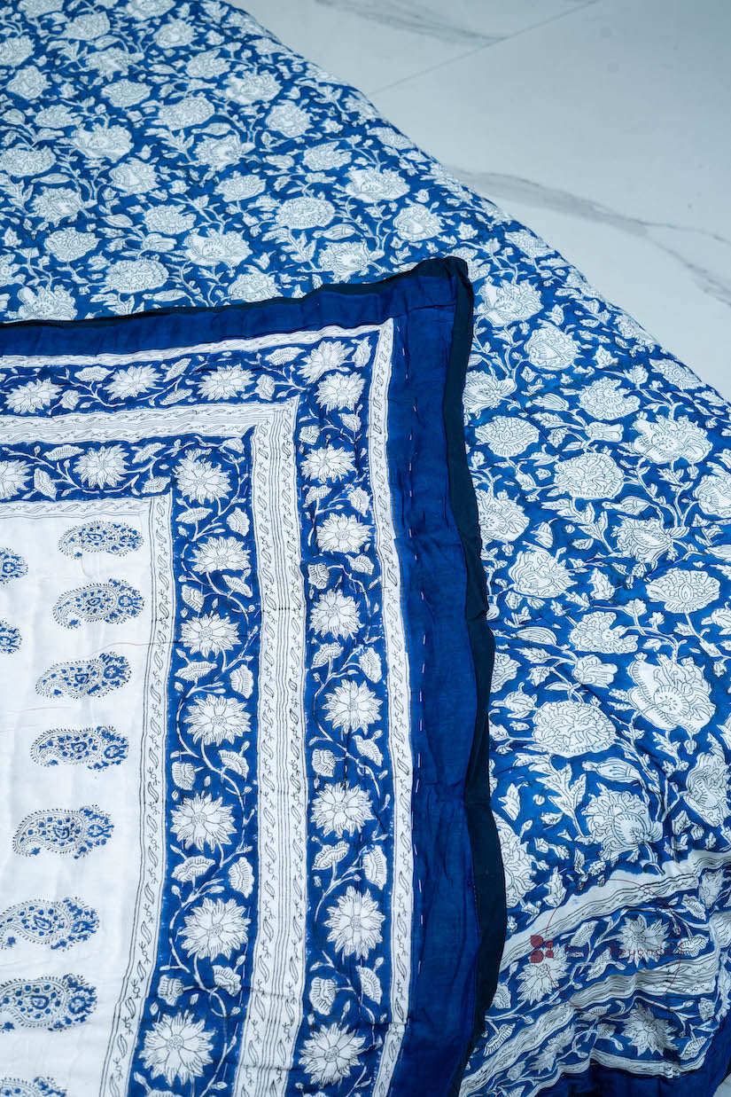 HAND BLOCK PRINTED REVERSIBLE FESTIVE QUILT