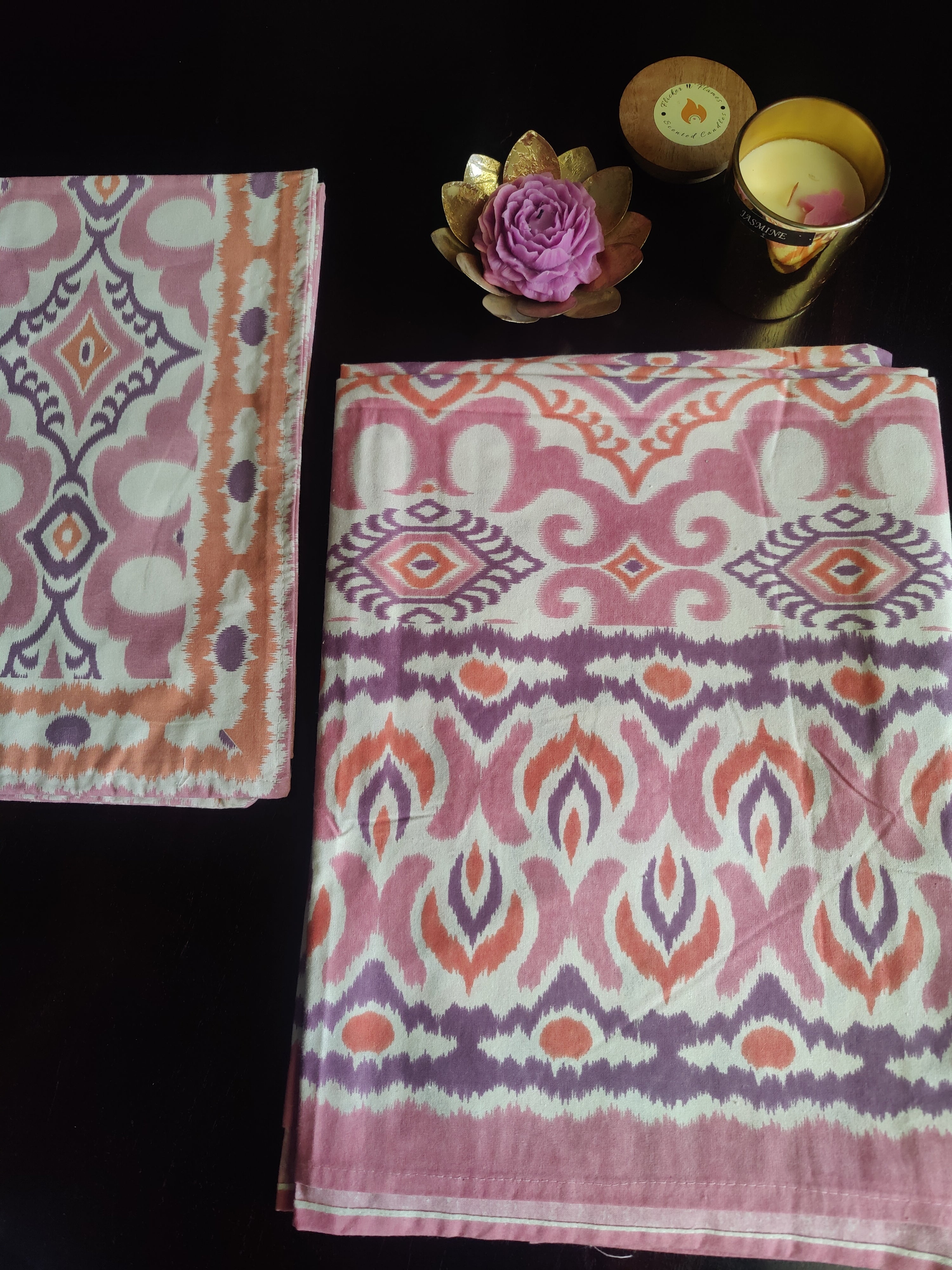 IKKAT SINGLE BEDSHEET WITH ONE PILLOW COVER