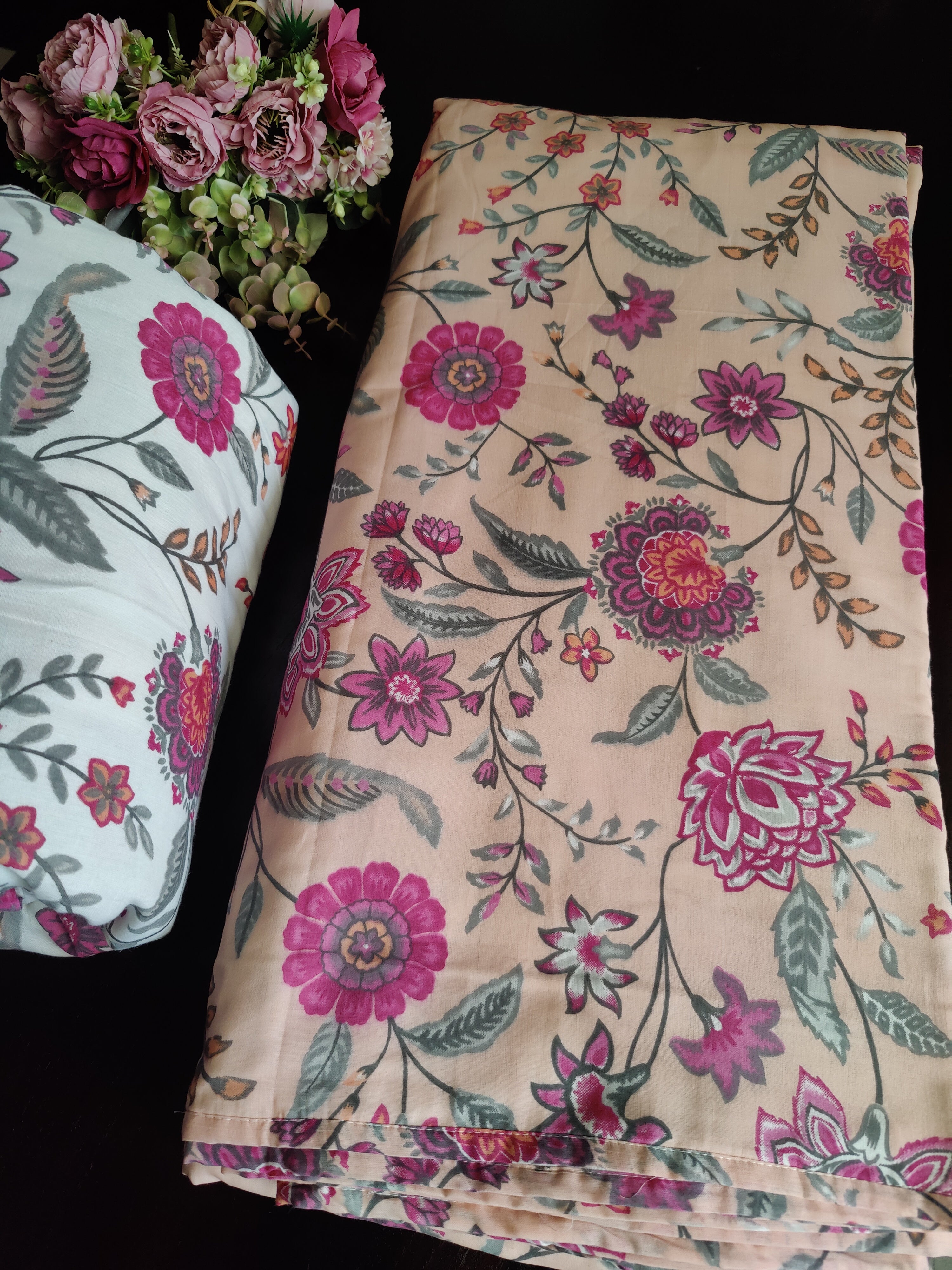 FLORAL SHALIMAR REVERSIBLE MULMUL DOHAR