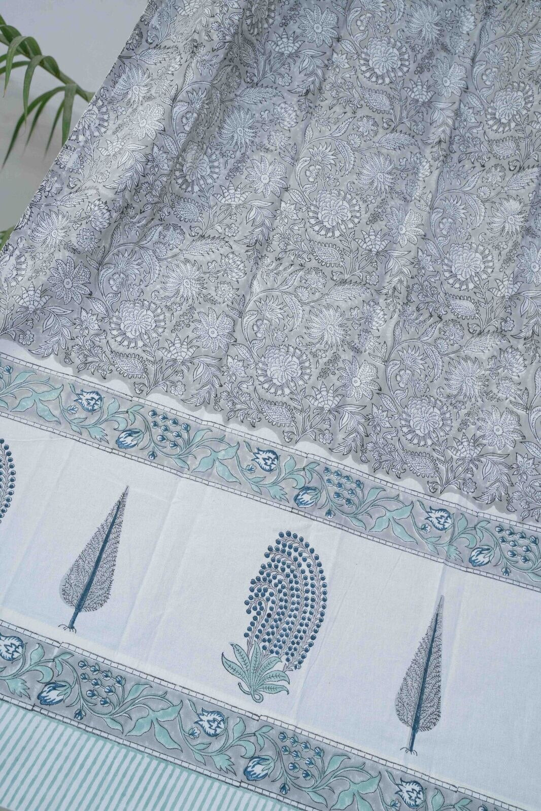 SOMBER GREY DARK HANDBLOCK PRINTED CURTAIN