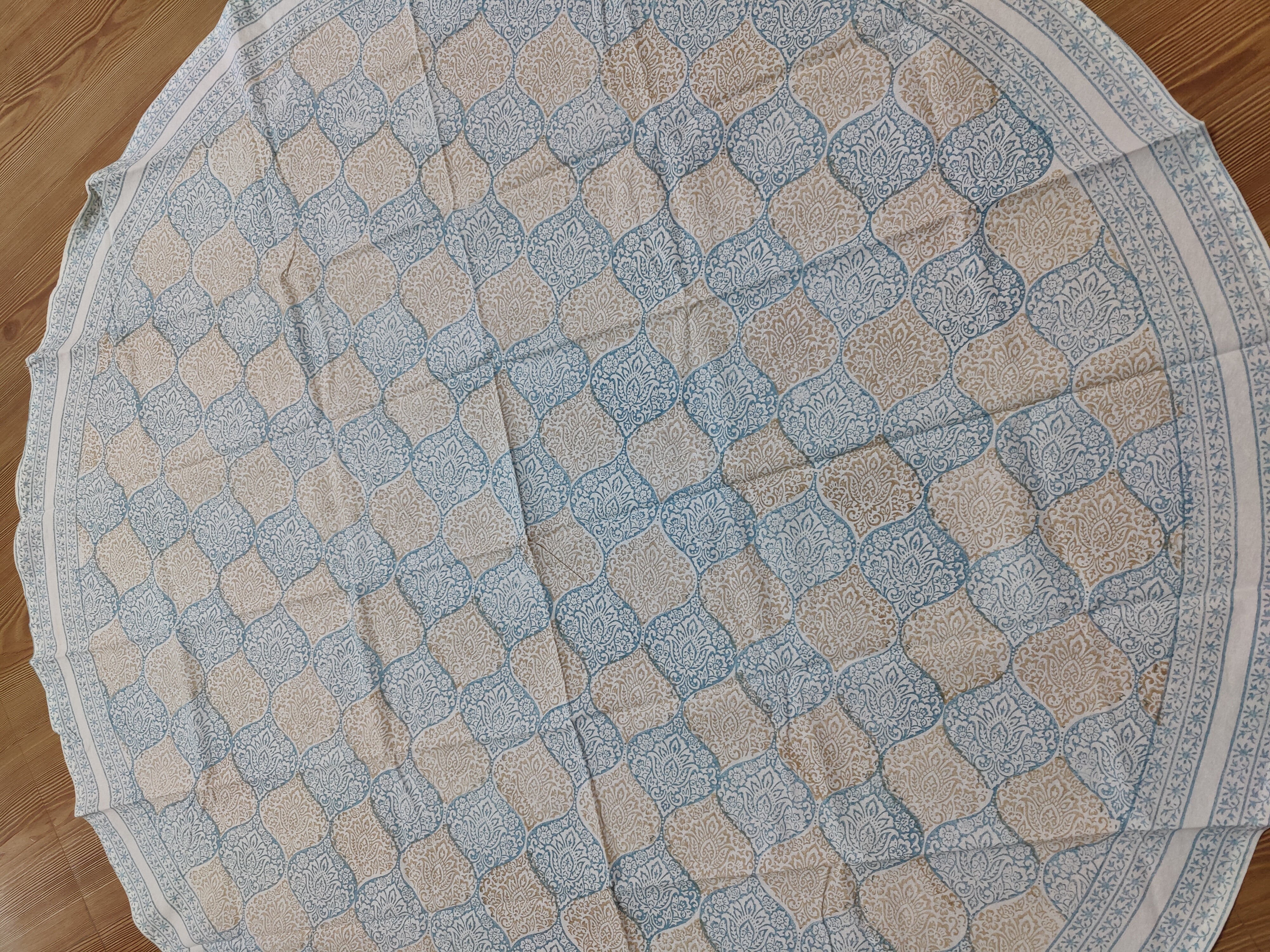 ROUND TABLE HANDBLOCK PRINTED TABLECLOTH