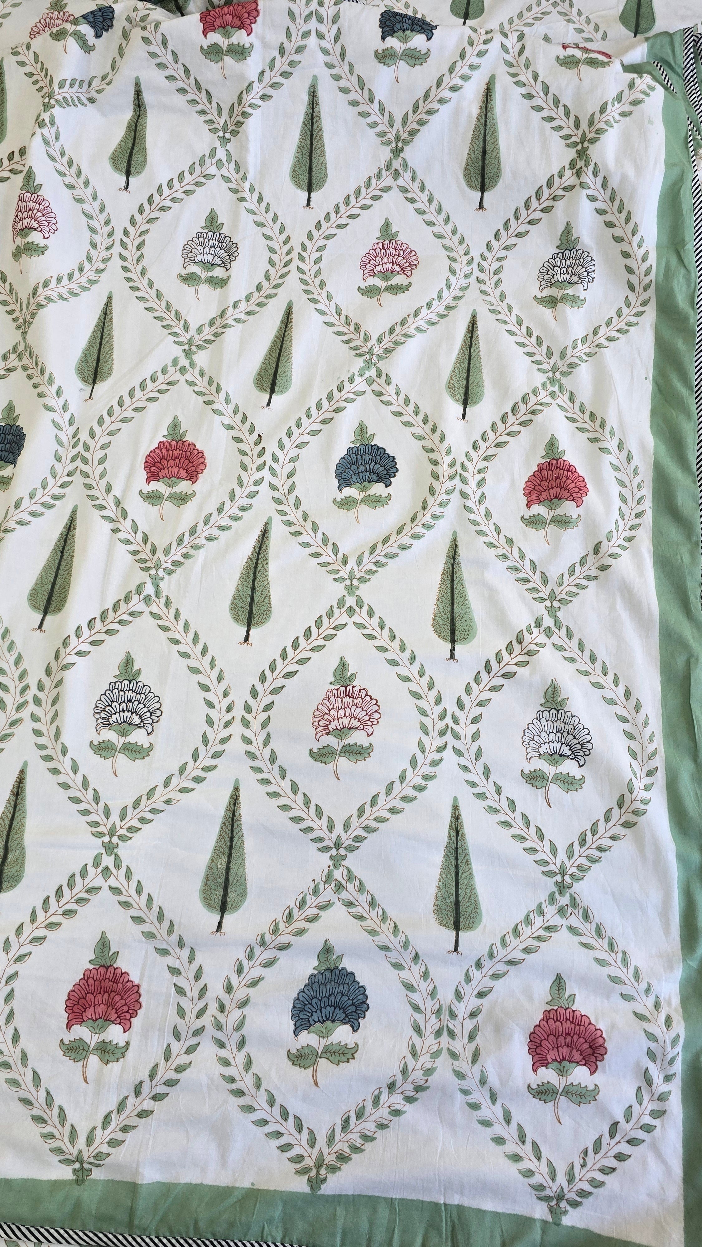 ANISH HANDBLOCK PRINTED REVERSIBLE MULMUL DOHAR