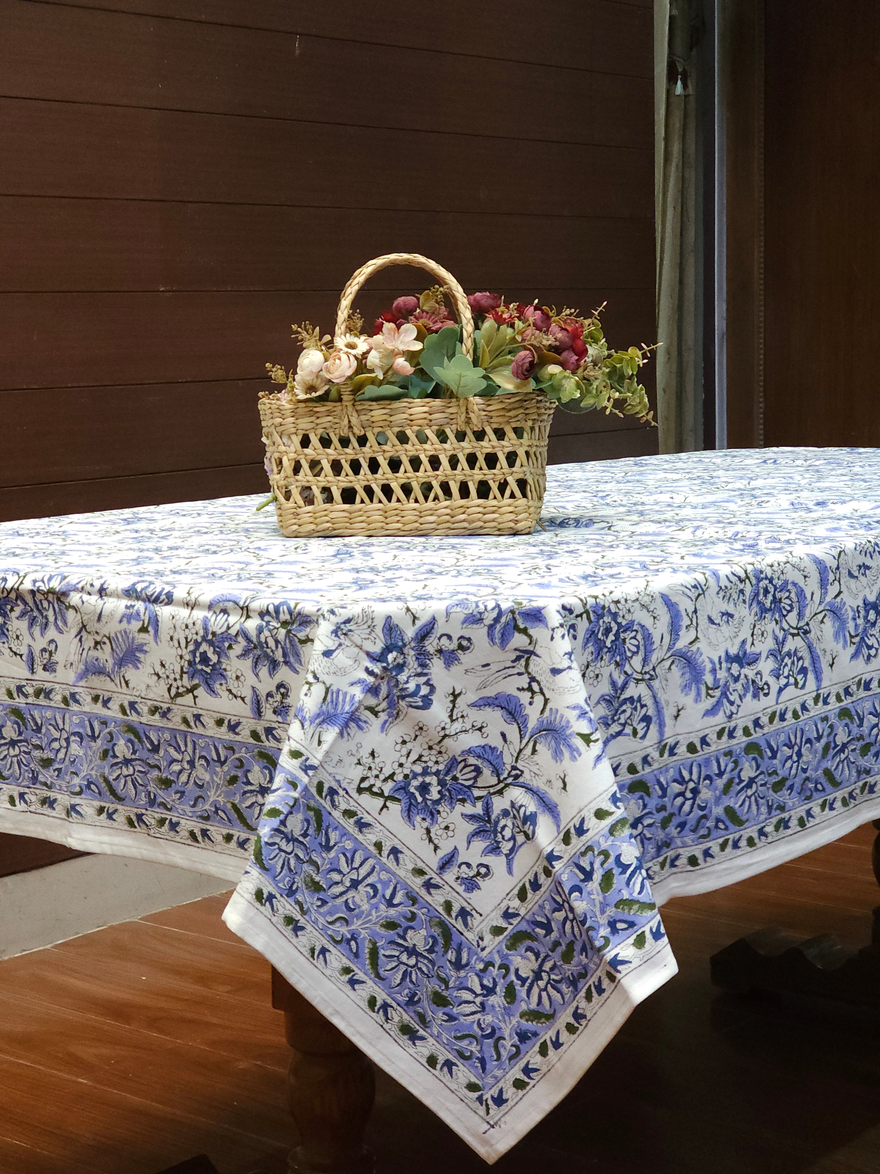 SHAHI SIX SEATER HANDBLOCK PRINTED TABLECLOTH