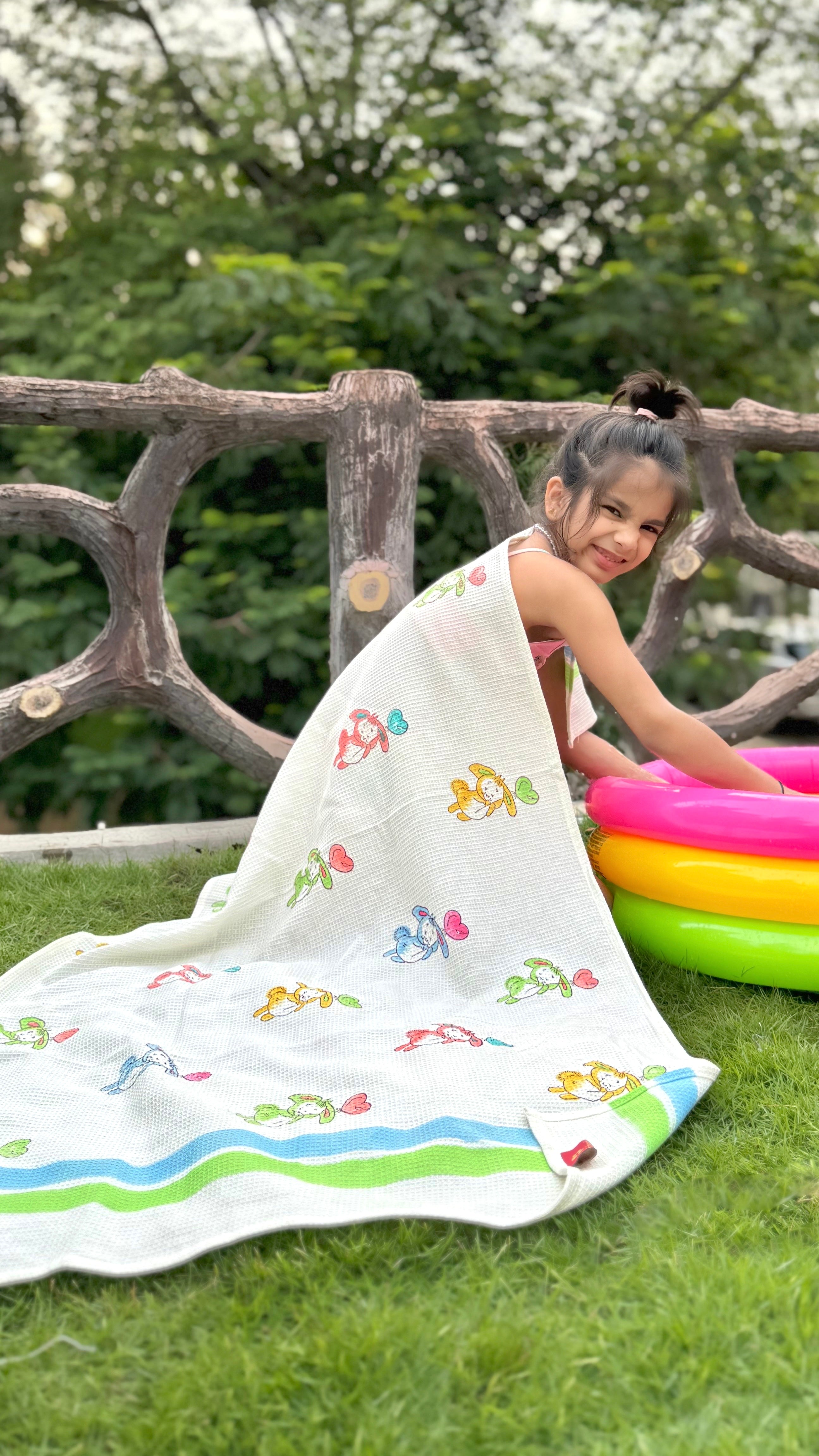 HAND BLOCK PRINTED KIDS BATH TOWEL