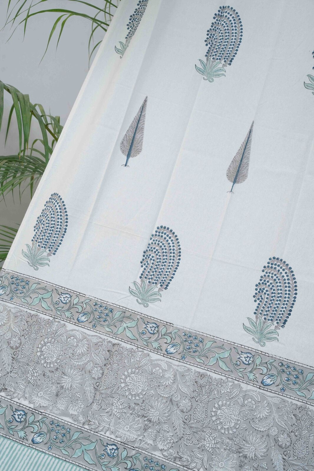 SOMBER GREY LIGHT HANDBLOCK PRINTED CURTAIN